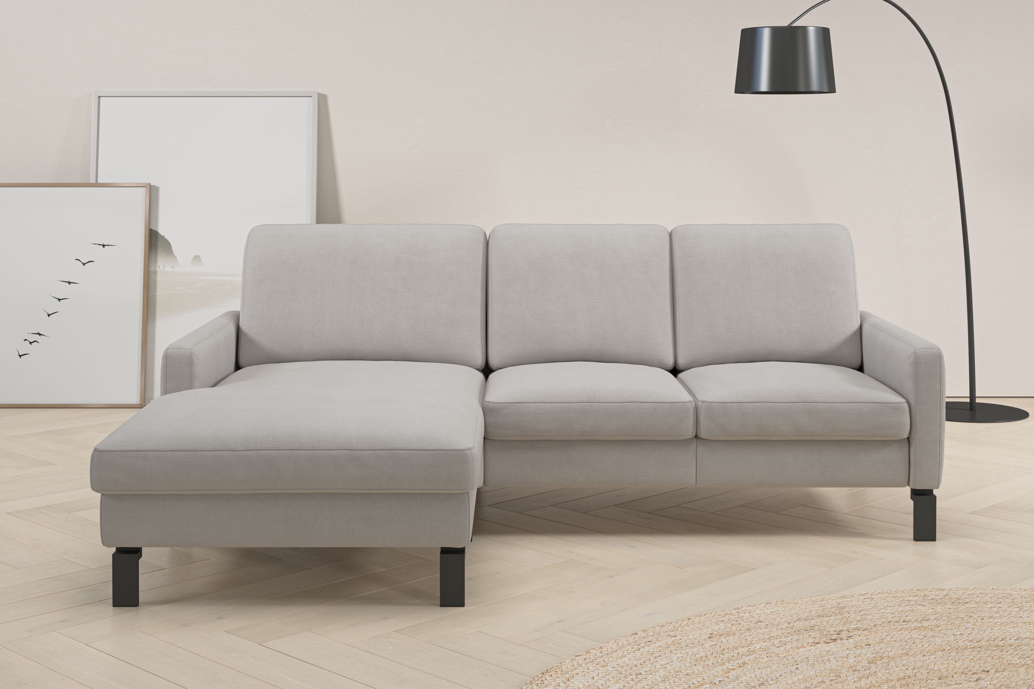 Home affaire Ecksofa "Lecce, L-Form, Federkernpolsterung, Breite 224 cm" inkl. saugroboterfreundliche Höhe & schmale Armlehnen