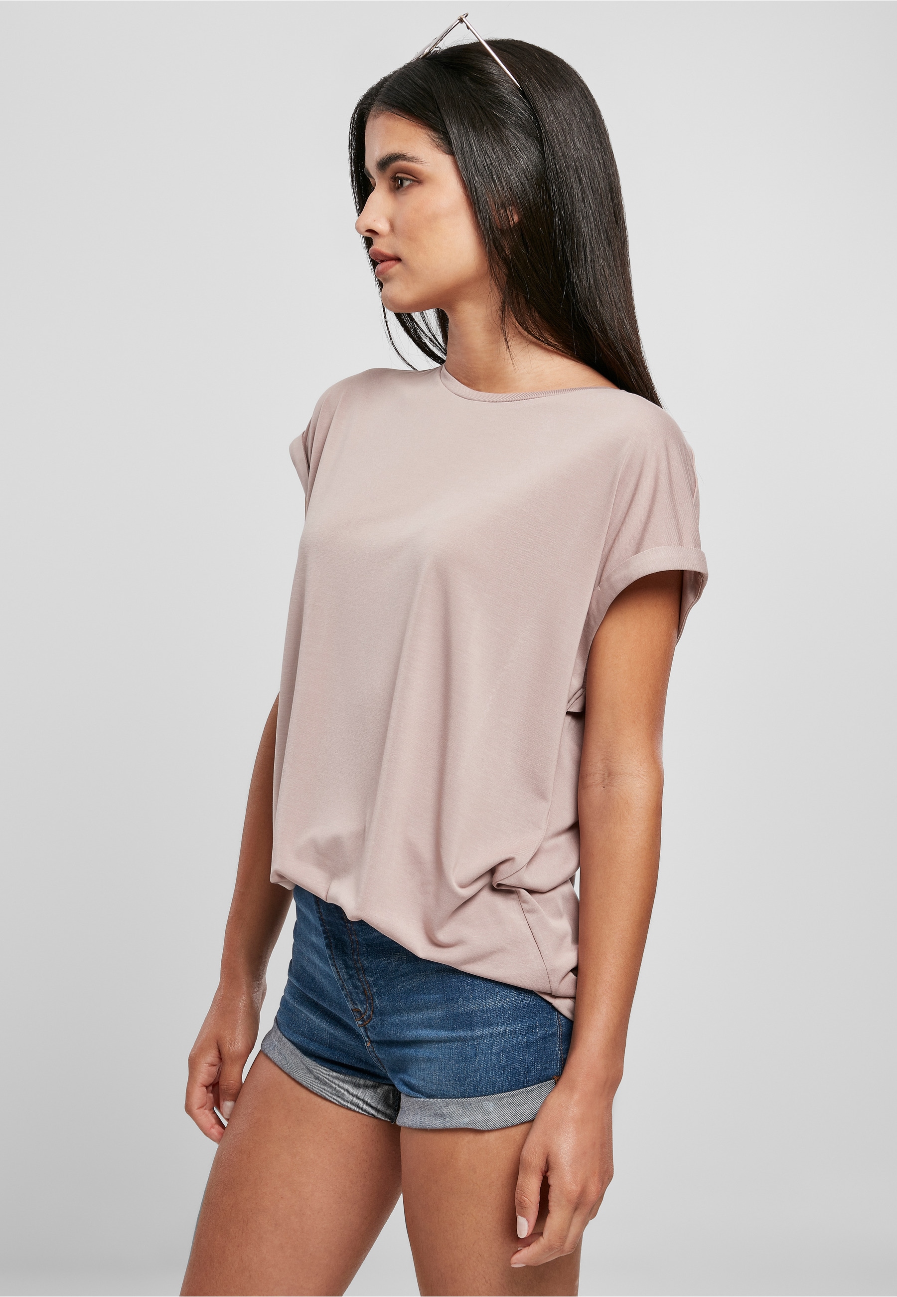 URBAN CLASSICS Kurzarmshirt »Urban Classics Damen Ladies Modal Extended Shoulder Tee« 1 Stk.