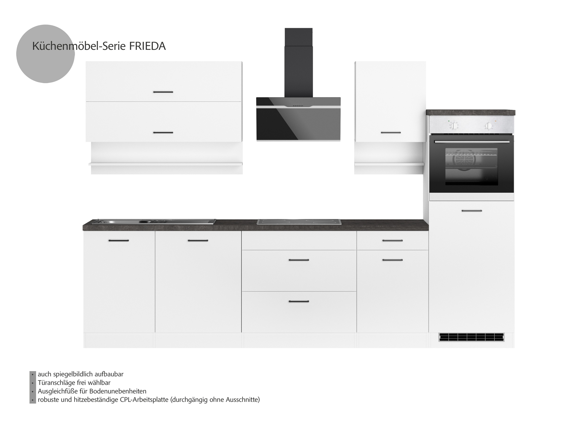 Thumbnail - KOCHSTATION Küchenzeile "KS-Frieda Breite 300 cm" wahlweise mit E-Geräten, mit 38mm starker Arbeitsplatte