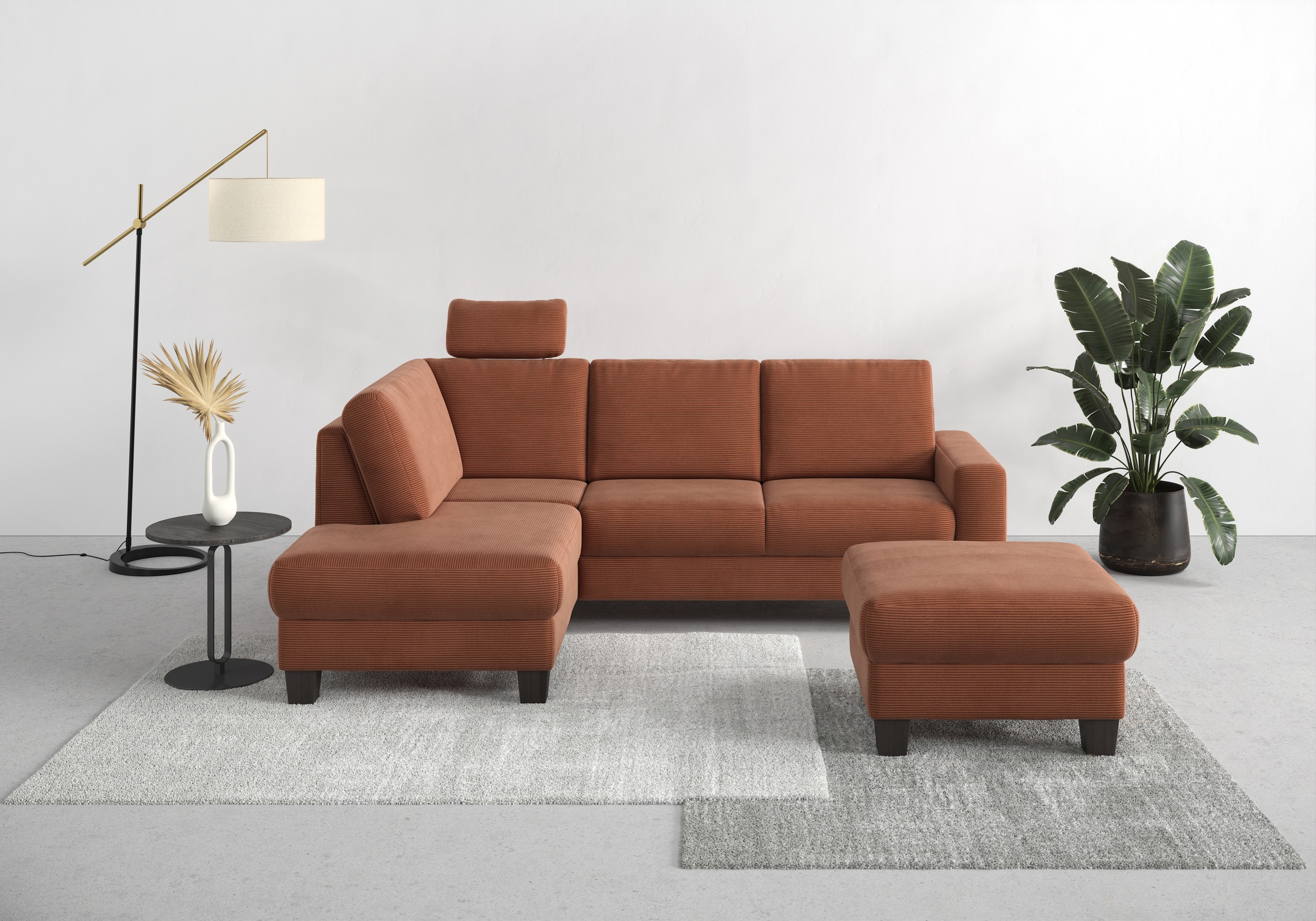 Home affaire Ecksofa »Summer L-Form« mit Ottomane, mit oder ohne Bettfunktion und Bettkasten, Cord-Bezug