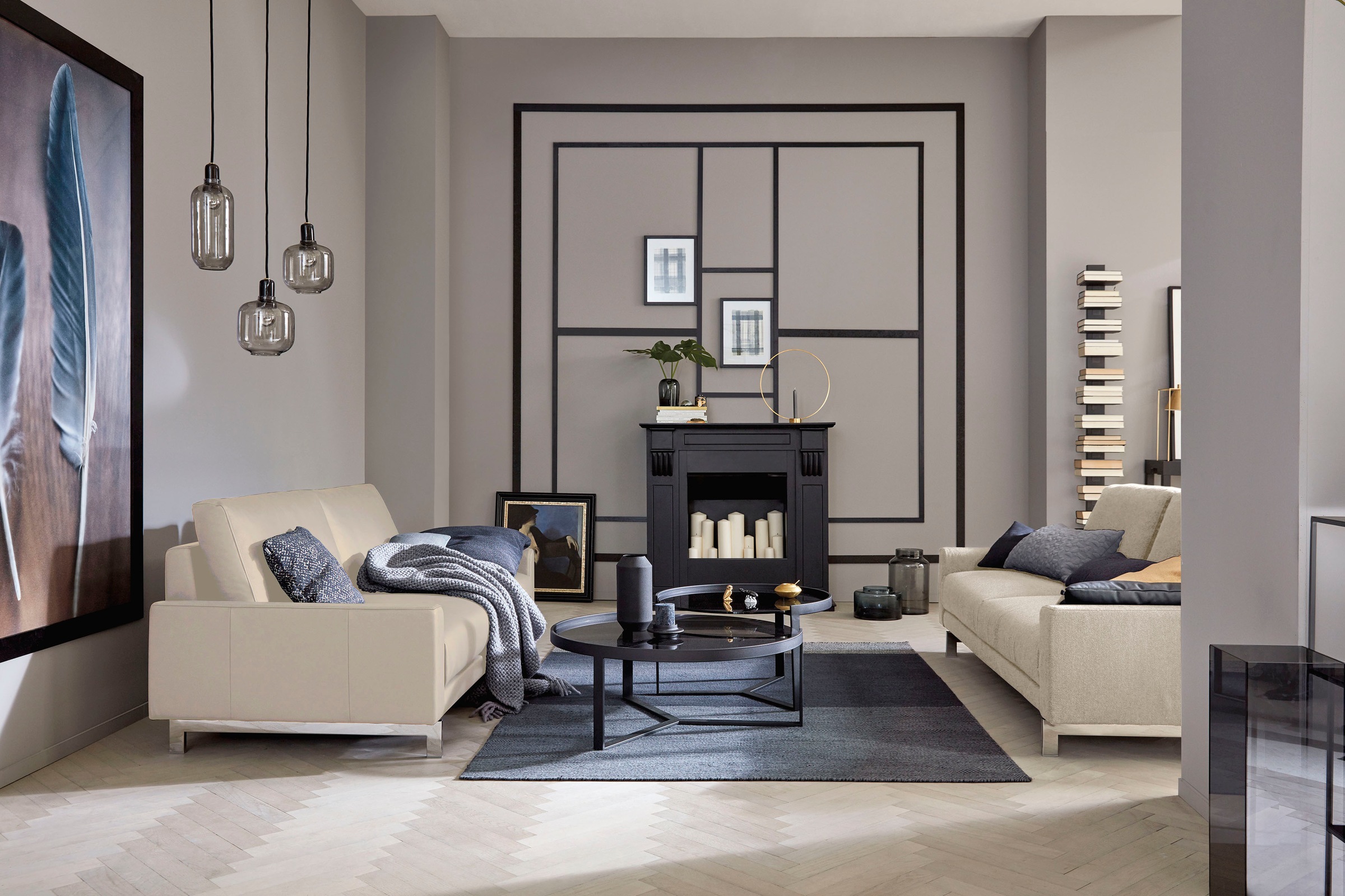 Creation BY ROLF BENZ 3-Sitzer »CR.450, Designsofa, Loungesofa«, Armlehne niedrig, Fuß chromfarben glänzend, Breite 204 cm