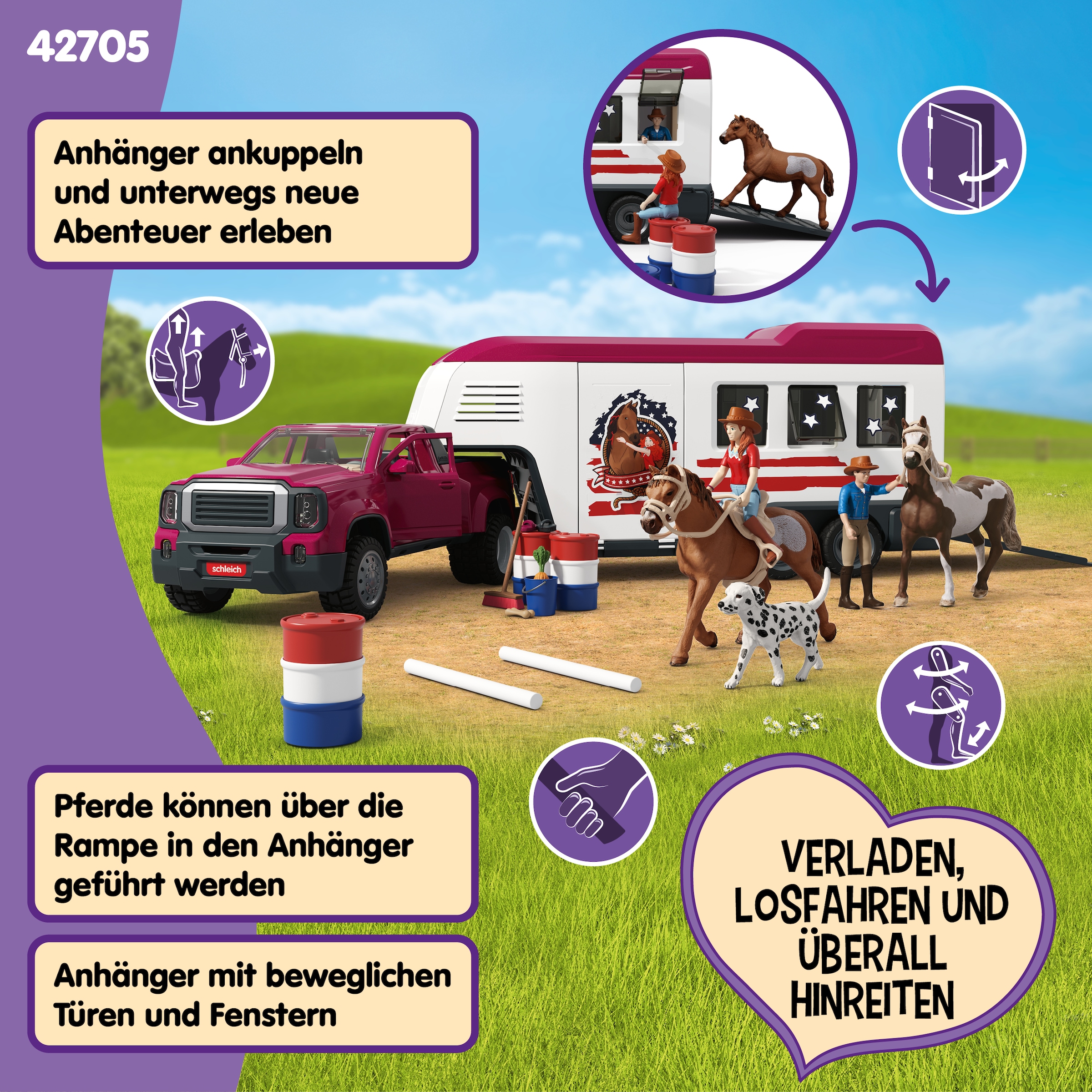 Schleich® Spielfigur »HORSE CLUB, Lakeside Truck mit Anhänger (42705)«