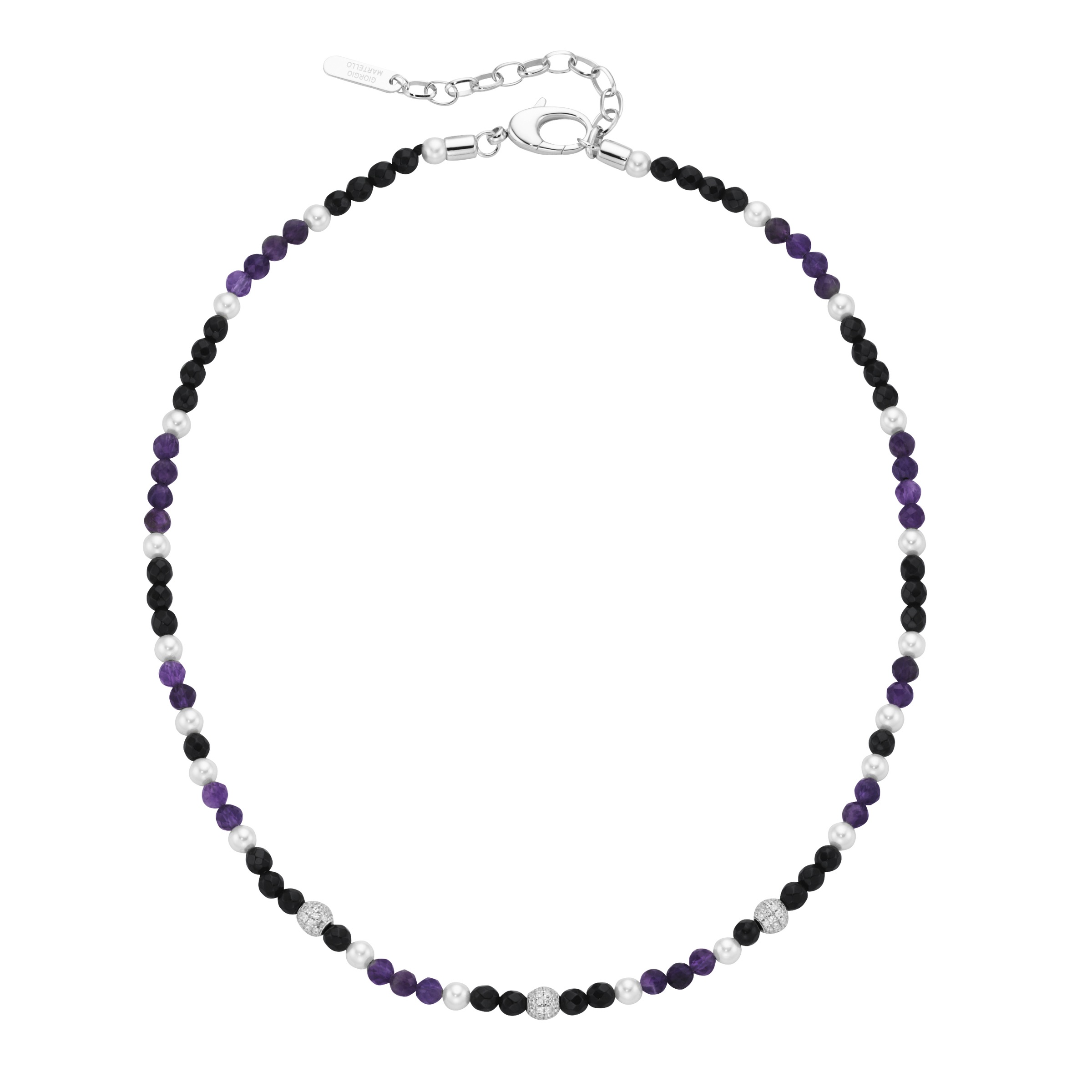 GIORGIO MARTELLO MILANO Collier »mit Zirkonia, Steinkugeln und Muschelkern-Perlen, Silber 925«
