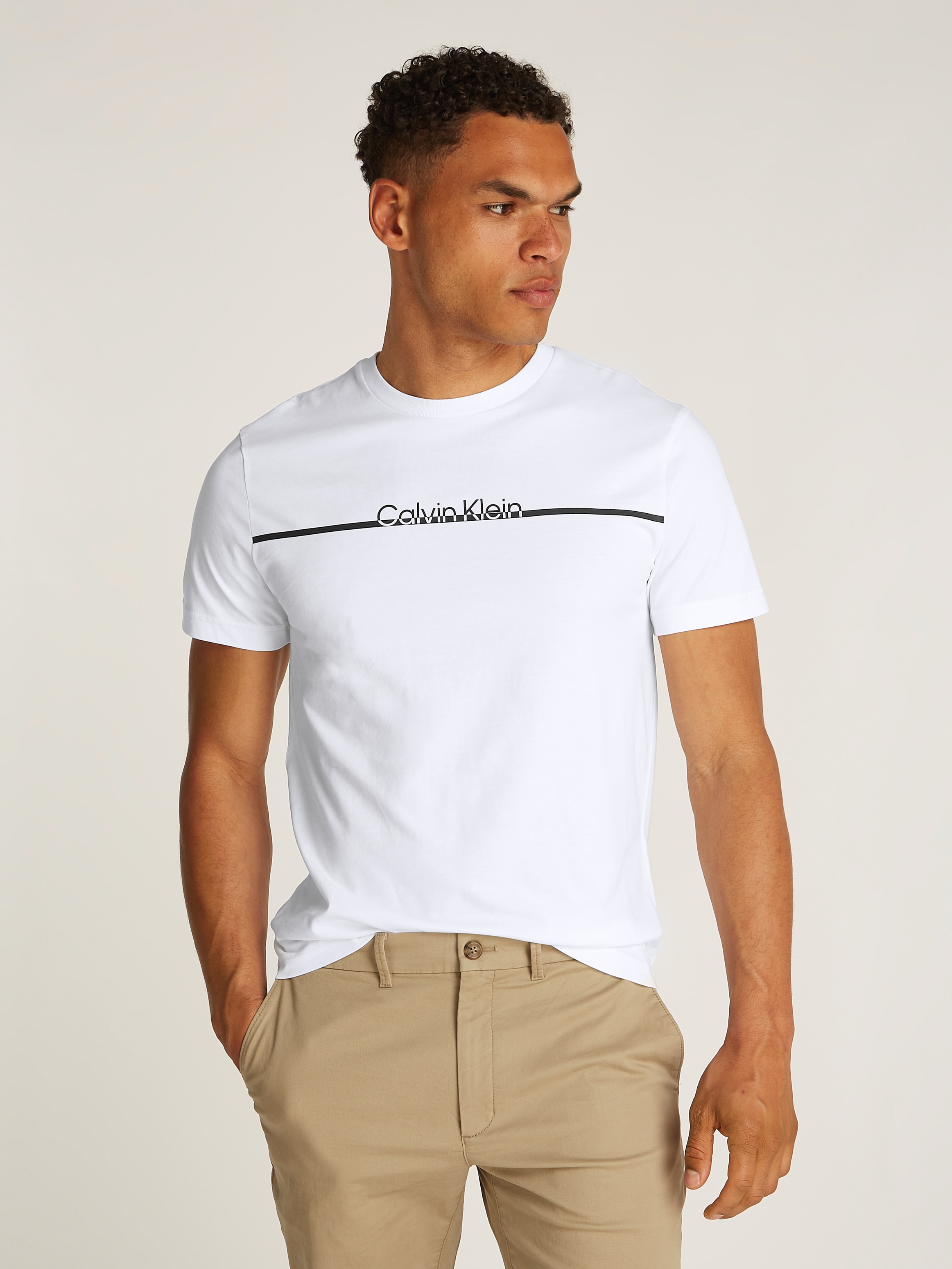 Calvin Klein Rundhalsshirt "SPLIT LINE LOGO T-SHIRT", mit Logoprint