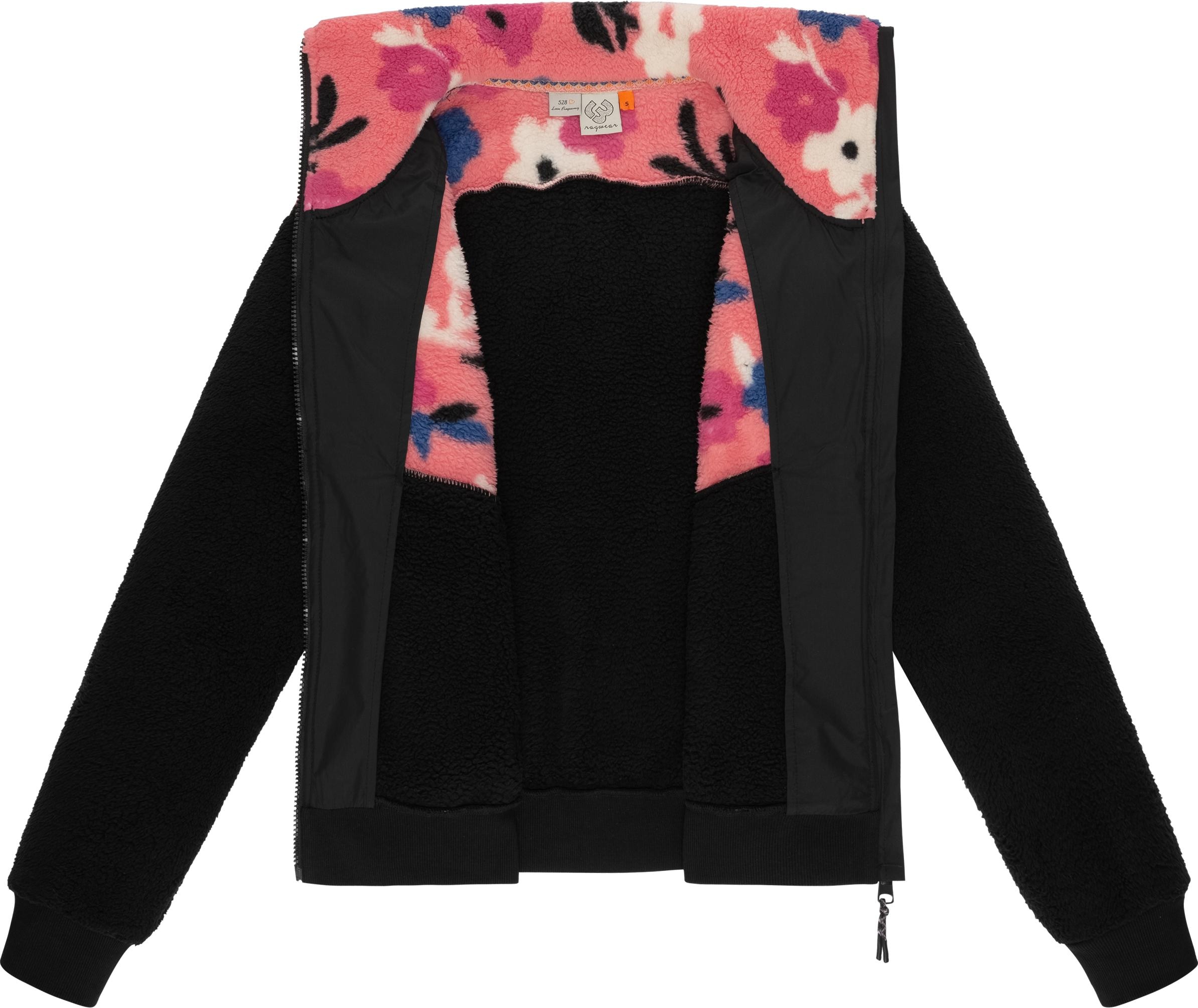 Ragwear Fleecejacke »Madaras Flower«, ohne Kapuze, Flauschige Damen Übergangsjacke aus Teddyfleece