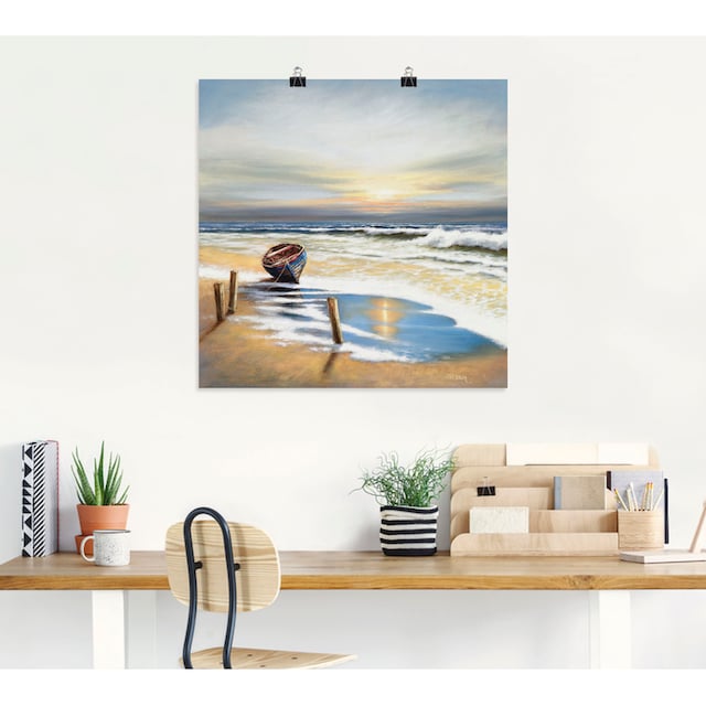 Black Friday Artland Wandbild »Boot an der Küste«, Strand, (1 St.), als  Leinwandbild, Wandaufkleber oder Poster in versch. Größen | BAUR