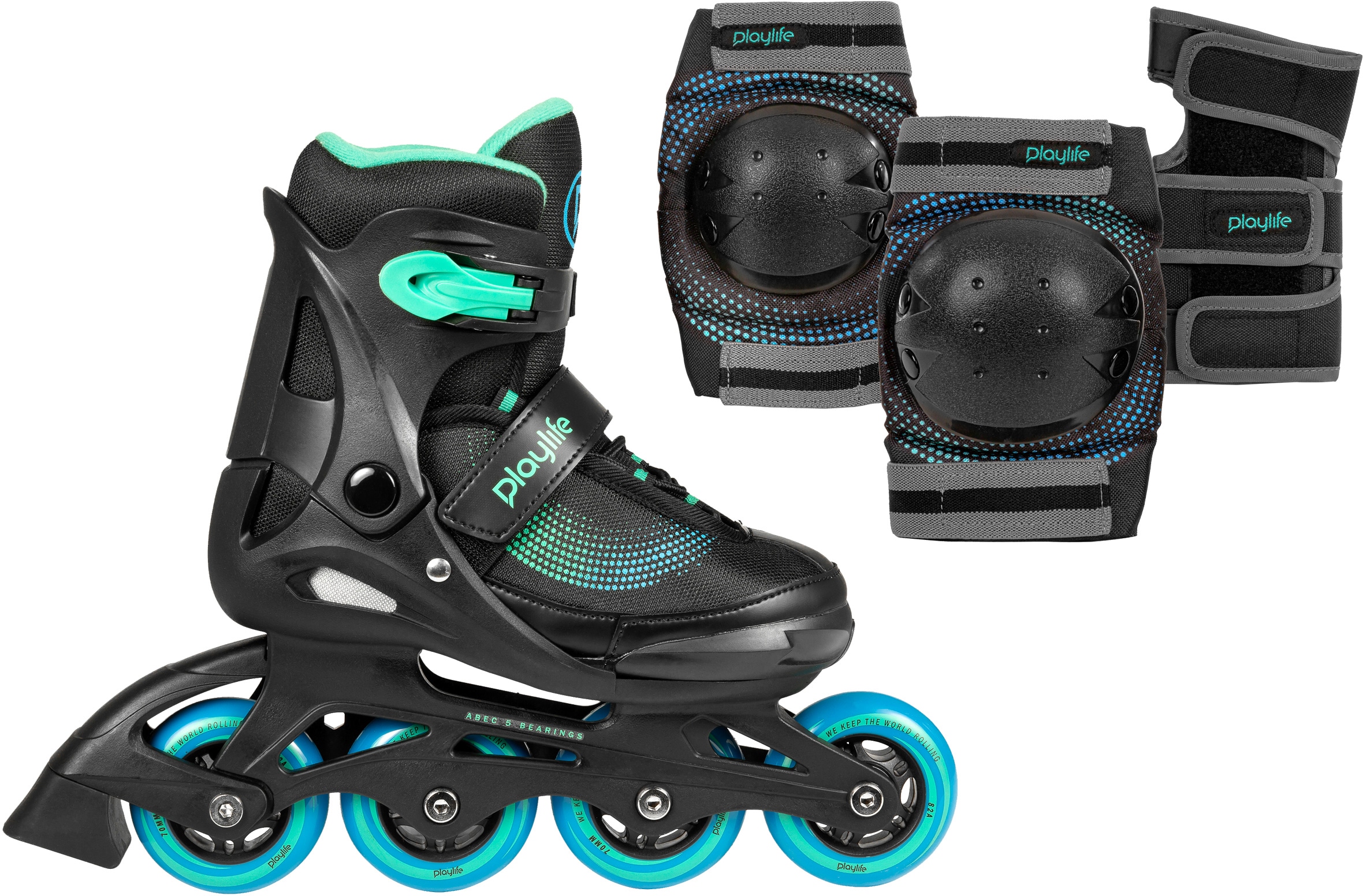 Playlife Inlineskates "Playlife Joker", mit Schutz Set bestehend aus Knie-, Ellenbogen-, Handgelenkschützern