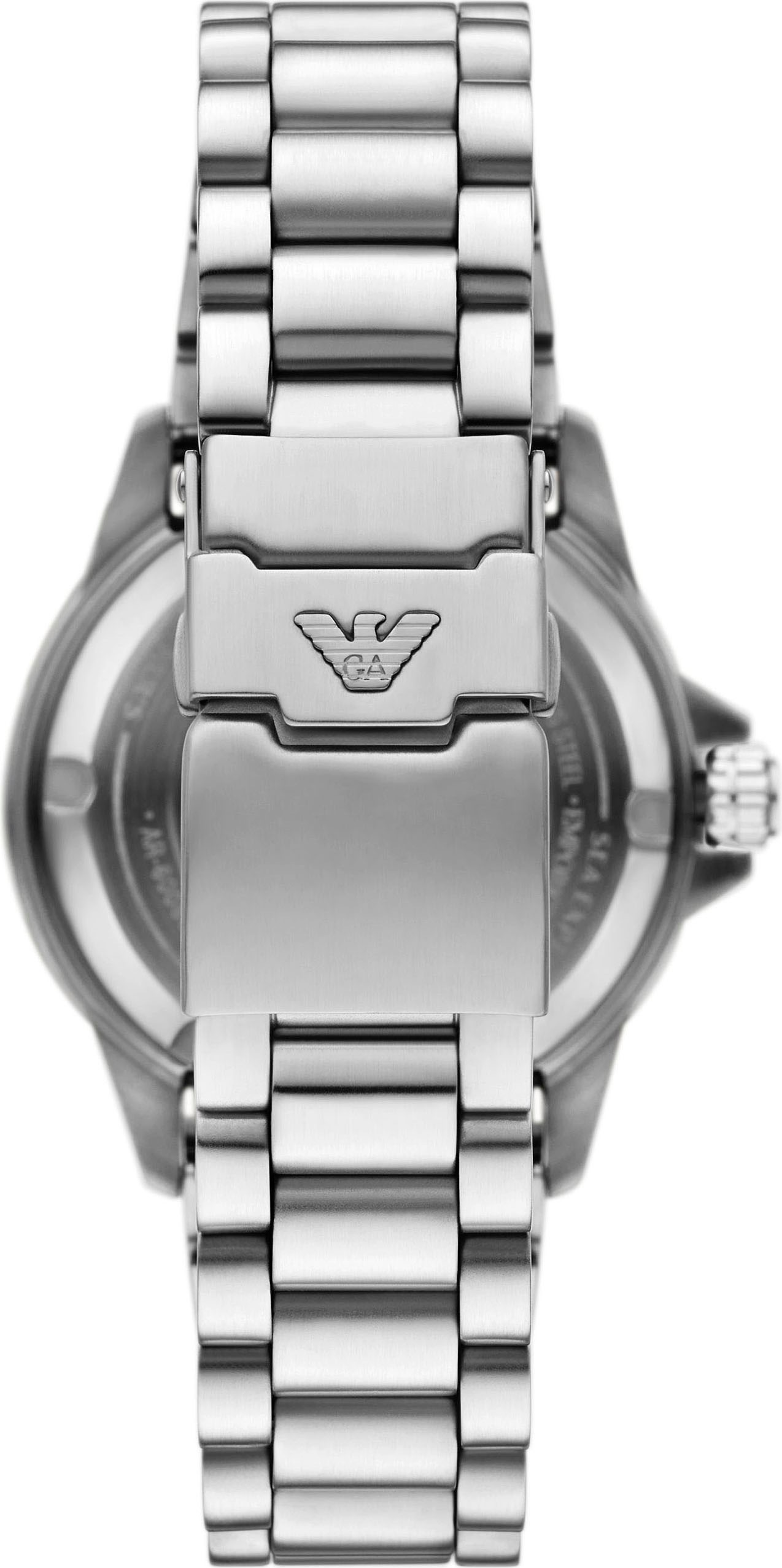 Emporio Armani Automatikuhr, Armbanduhr, Herrenuhr, Mechanische Uhr, Edelstahlarmband, analog, Tag
