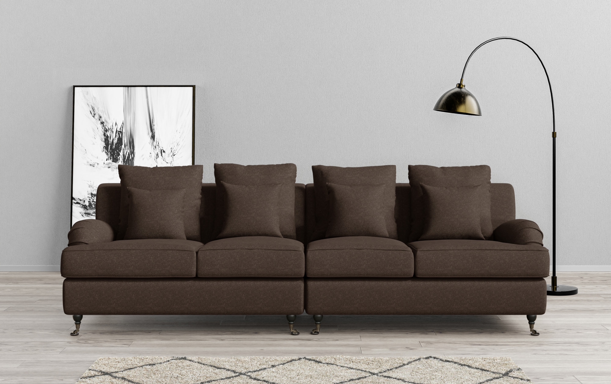 Home affaire Big-Sofa "NORIN", zwei Fußarten: vorne - Rollen, hinten - Holz günstig online kaufen