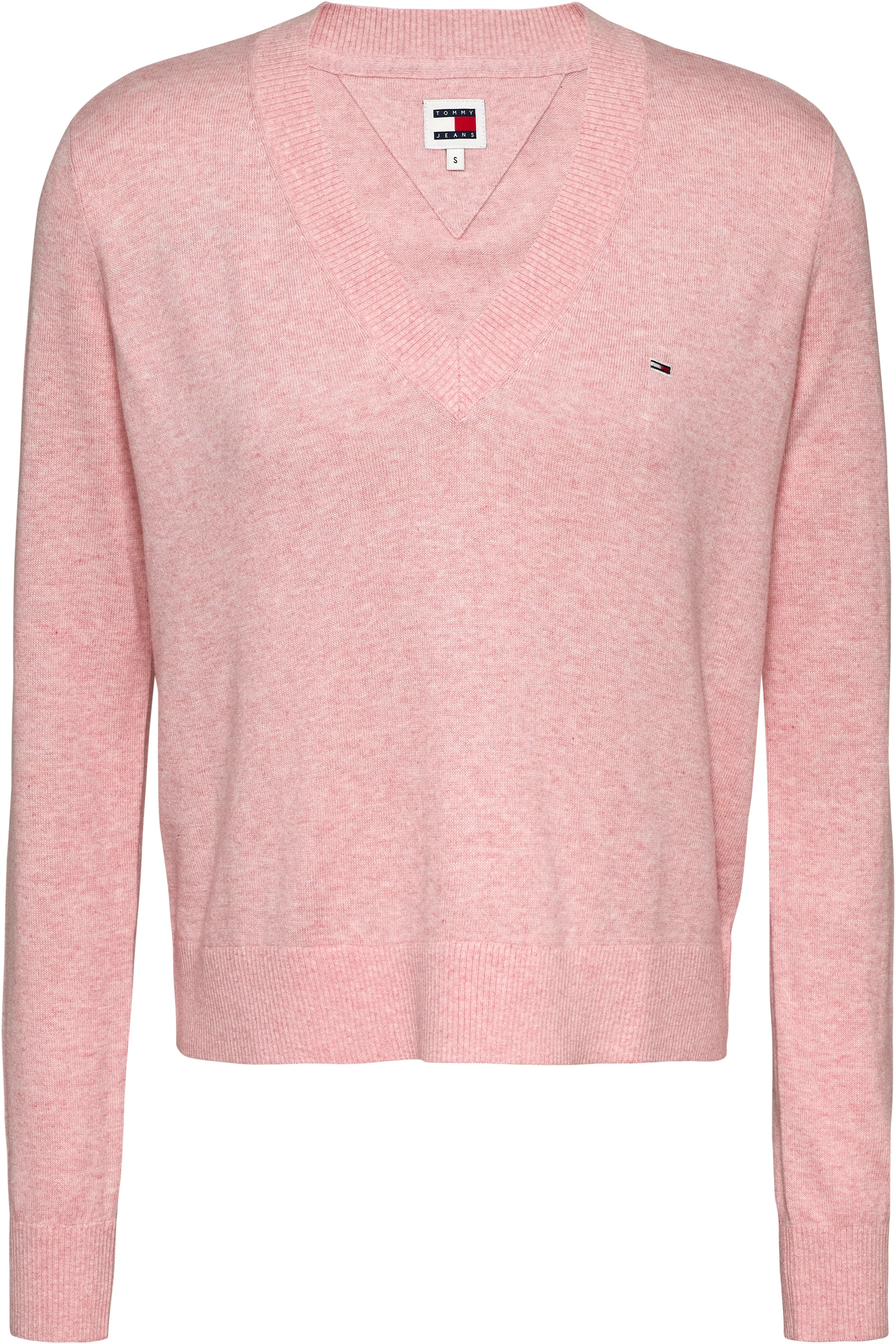 Tommy Jeans Strickpullover »TJW ESSENTIAL VNECK SWEATER EXT«, mit Logostickerei