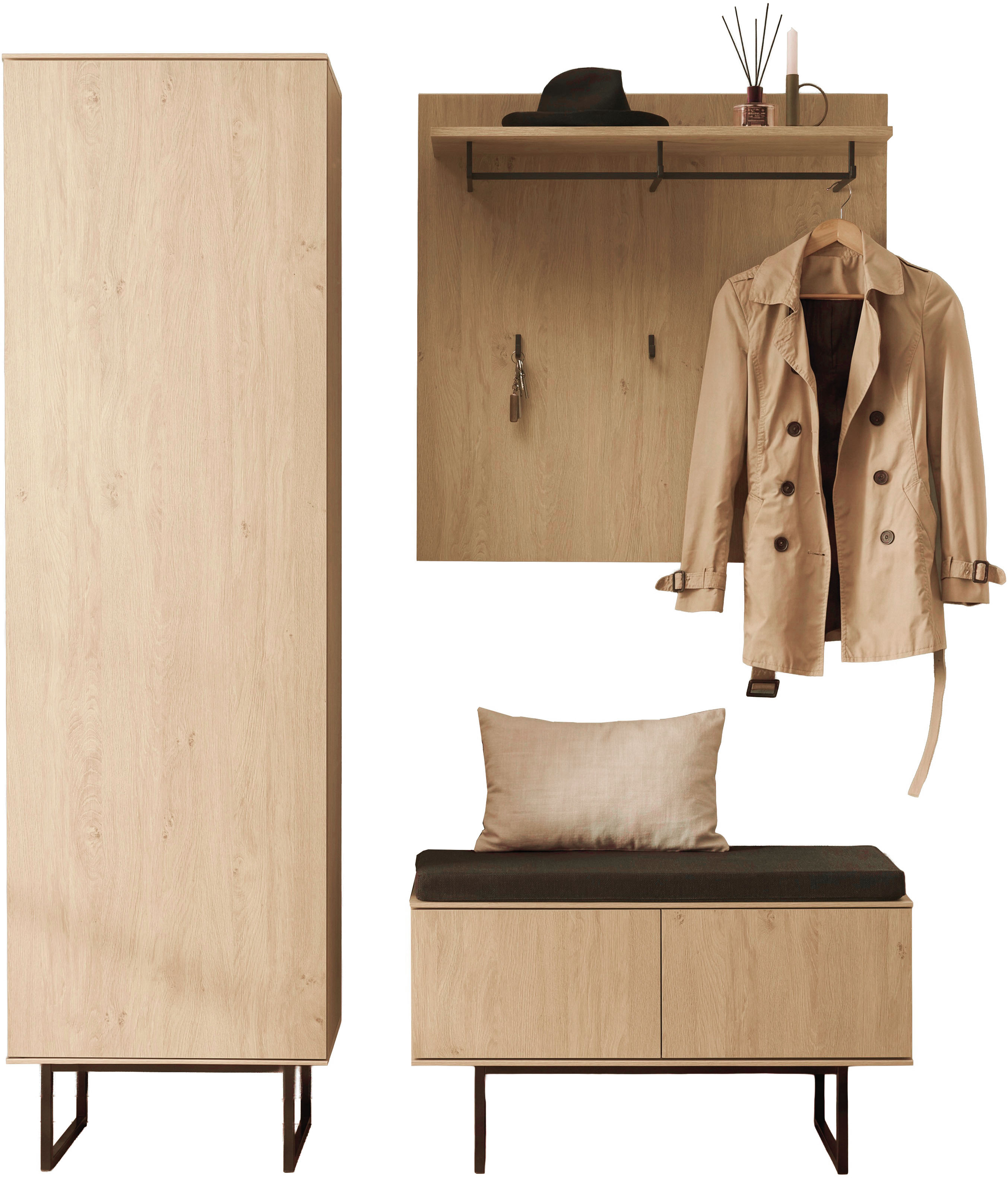 Home affaire Garderoben-Set "Lund, moderne Garderobe, Komplettset mit viel Stauraum" Set, 3 Stk. tlg.