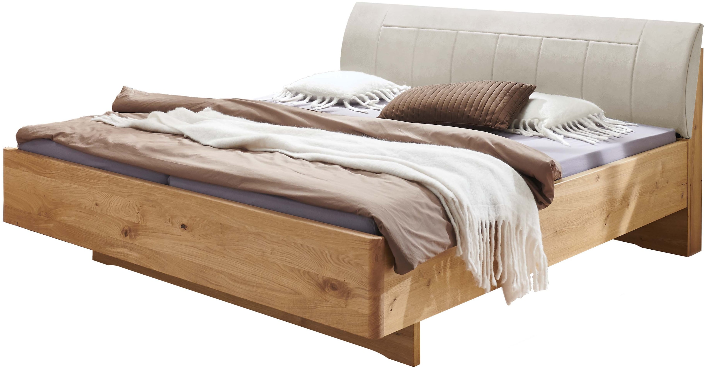 WIEMANN "Cardiff, Bettgestell, Bettrahmen, teilmassiv, mit Polsterkopfteil" Belastbarkeit 110/220 Kg, 4-fache höhenverstellbar, MADE IN GERMANY, Fußteil aus Massivholz, verschiedene Größen