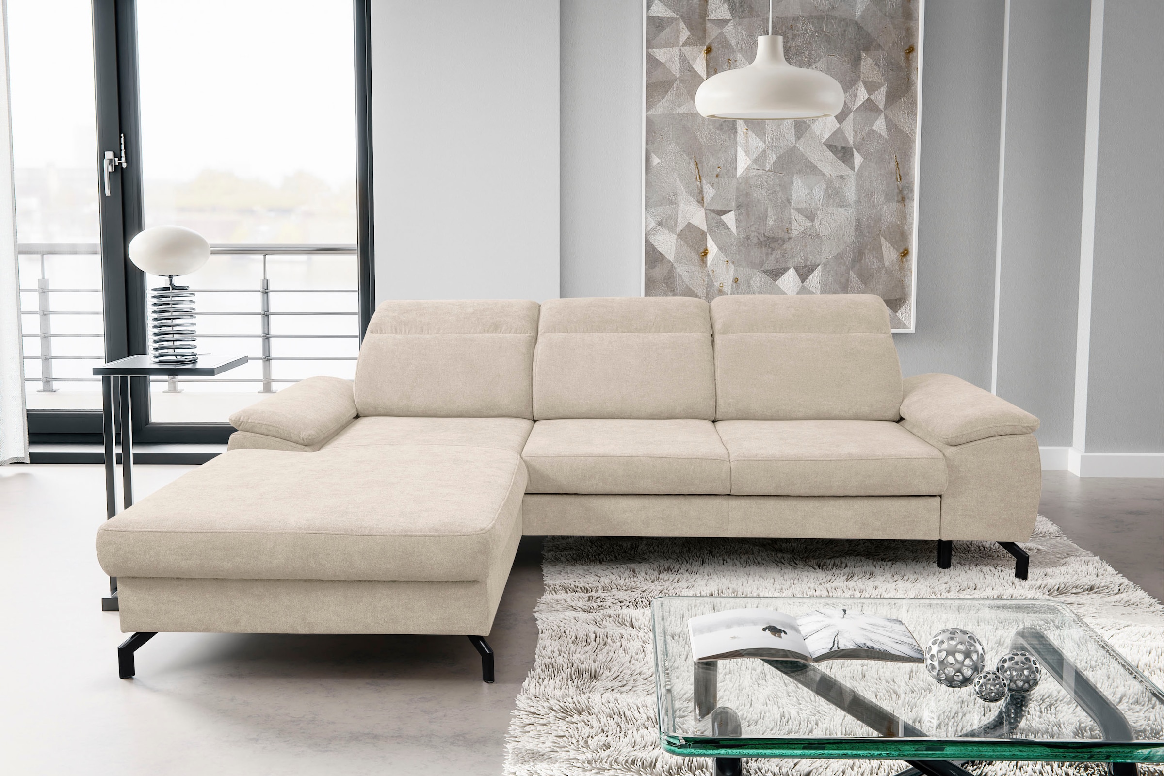 WERK2 Ecksofa "Panama L-Form", Modernes Sofa mit Schlaffunktion, Bettkasten günstig online kaufen