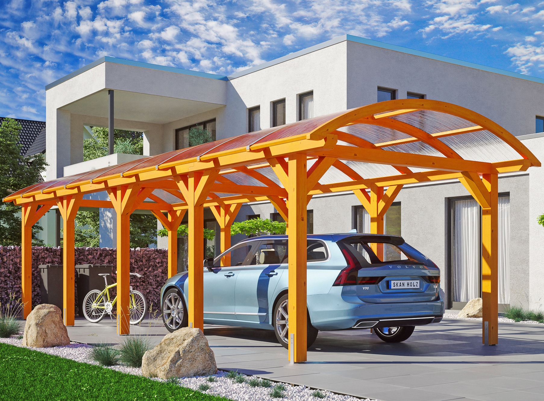 Skanholz Einzelcarport "Franken" Leimholz 300 cm hellbraun