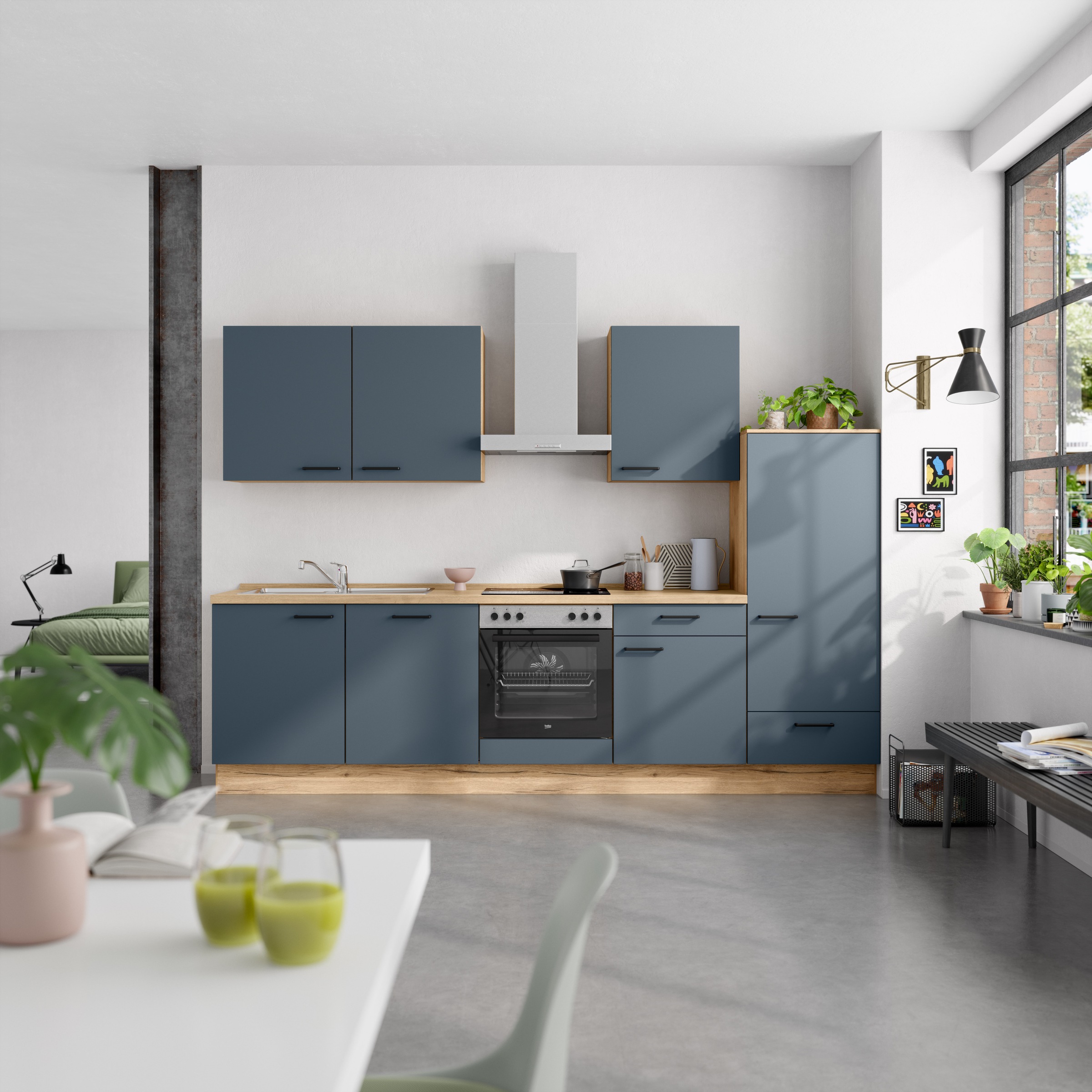 nobilia® Küchenzeile »"Easytouch I"«, vormontiert, Ausrichtung wählbar, Breite 300 cm, wahlw. mit E-Geräten