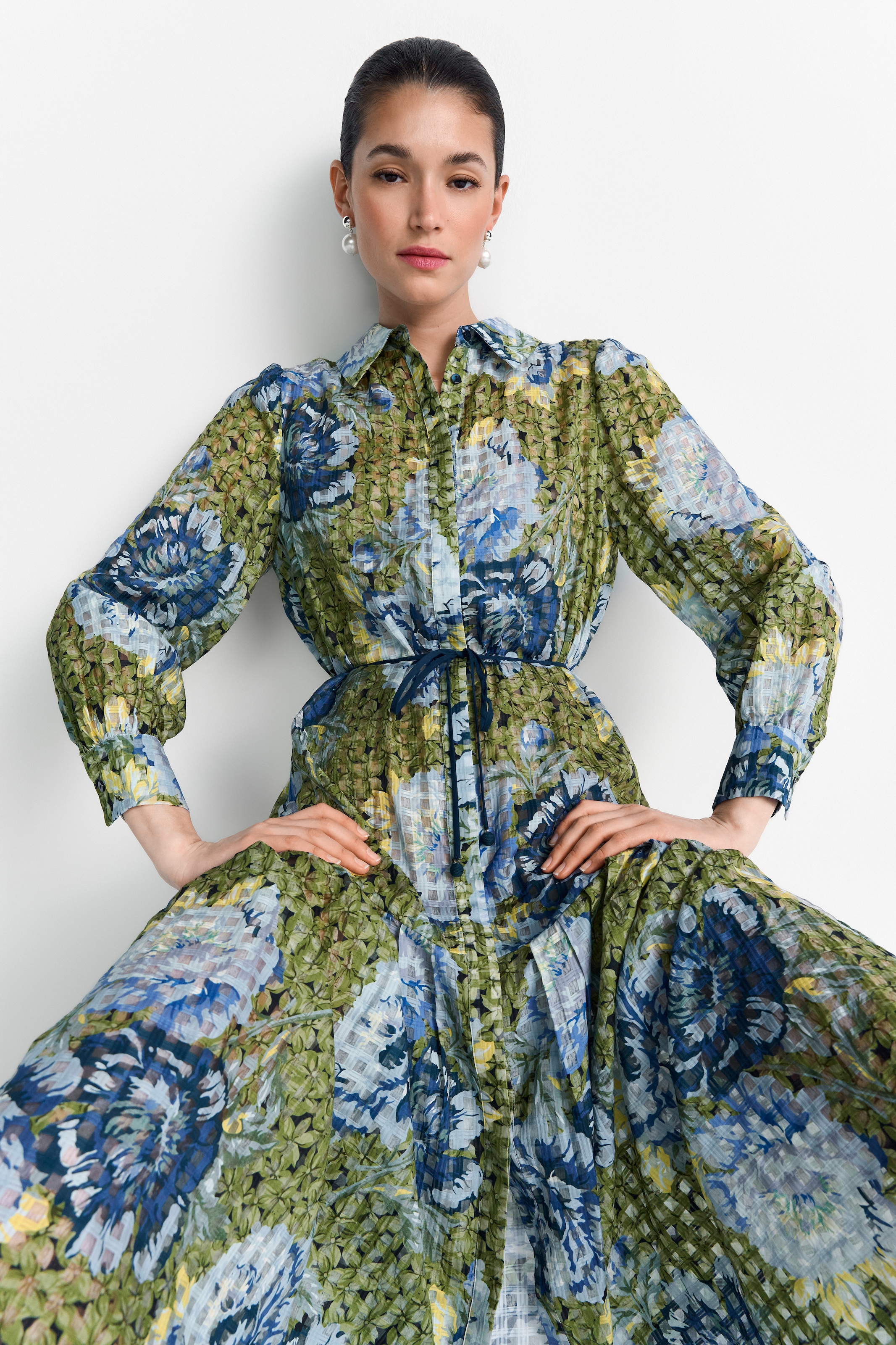 RICHROYAL Midikleid mit Pfingstrosenprint