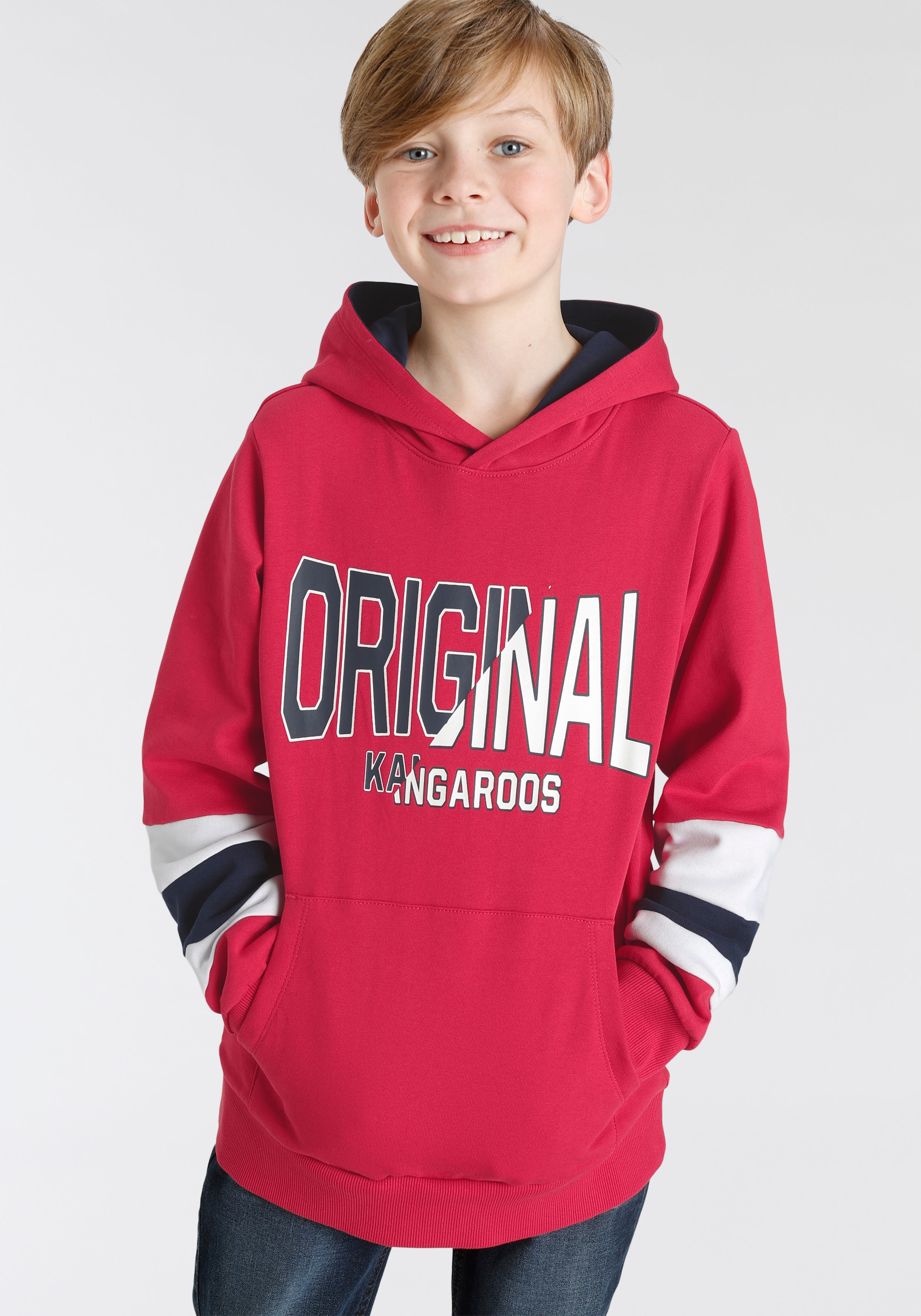 KangaROOS Kapuzensweatshirt »mit den | bestellen online Streifen an Streifen Ärmeln«, BAUR den mit Ärmeln an
