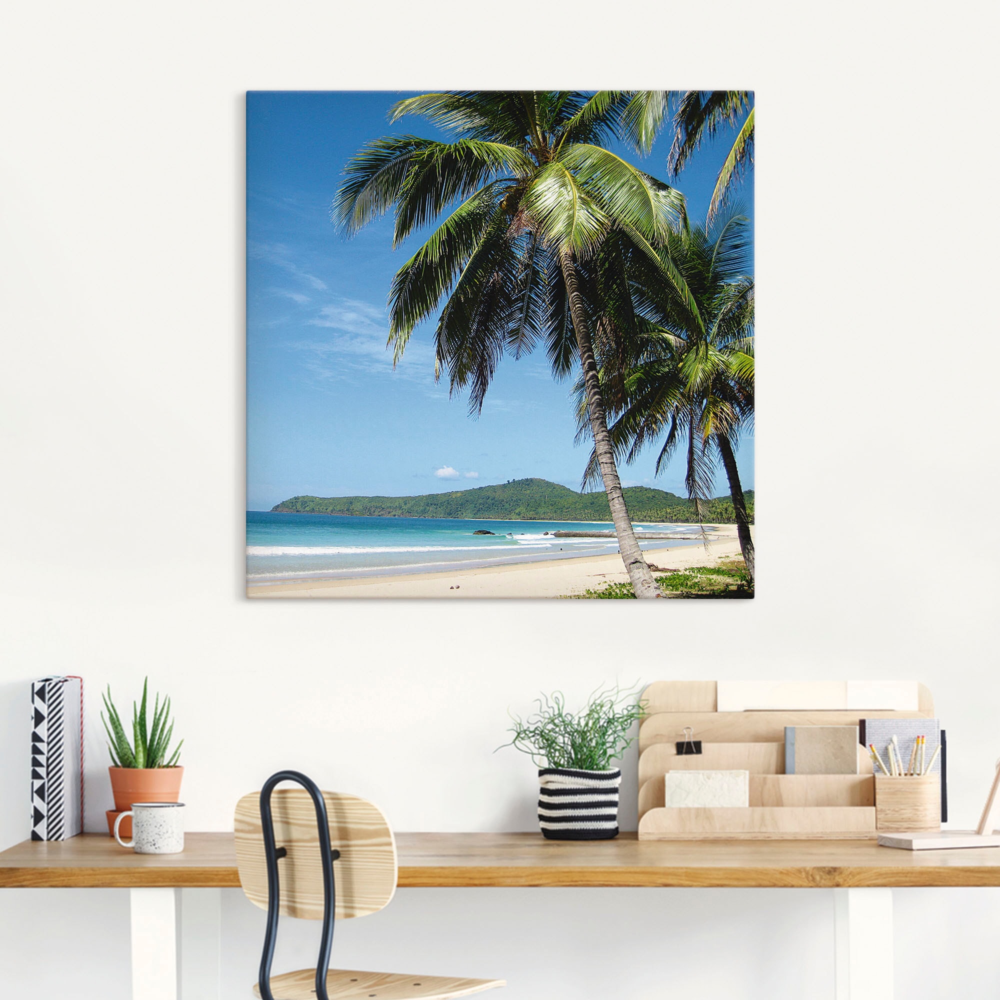 Artland Wandbild »Strand mit Palmen«, Strandbilder, (1 St.), als Alubild, Outdoorbild, Leinwandbild, Poster, Wandaufkleber
