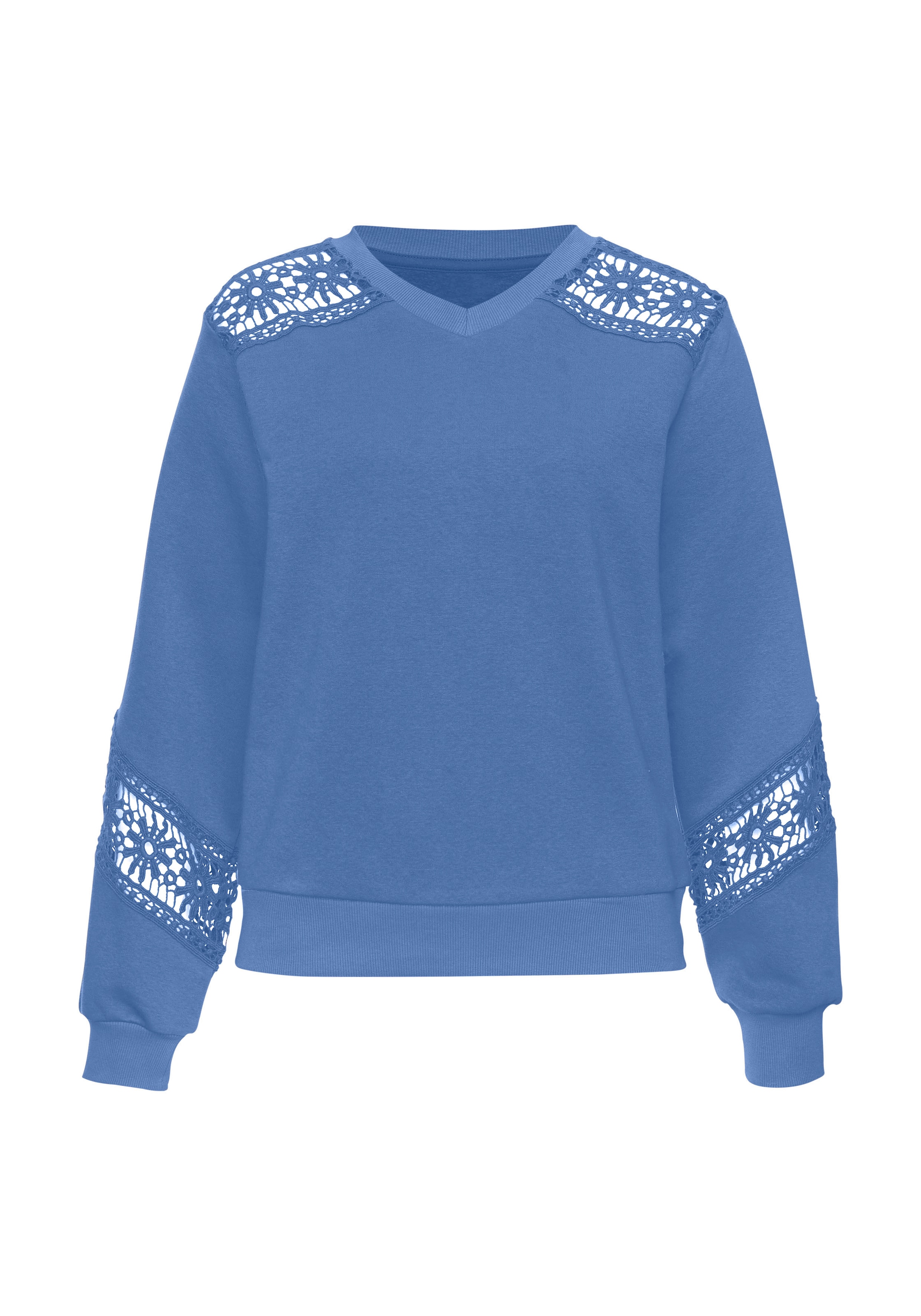 Vivance Sweatshirt, mit Spitzeneinsätzen an Schulter und Ärmel
