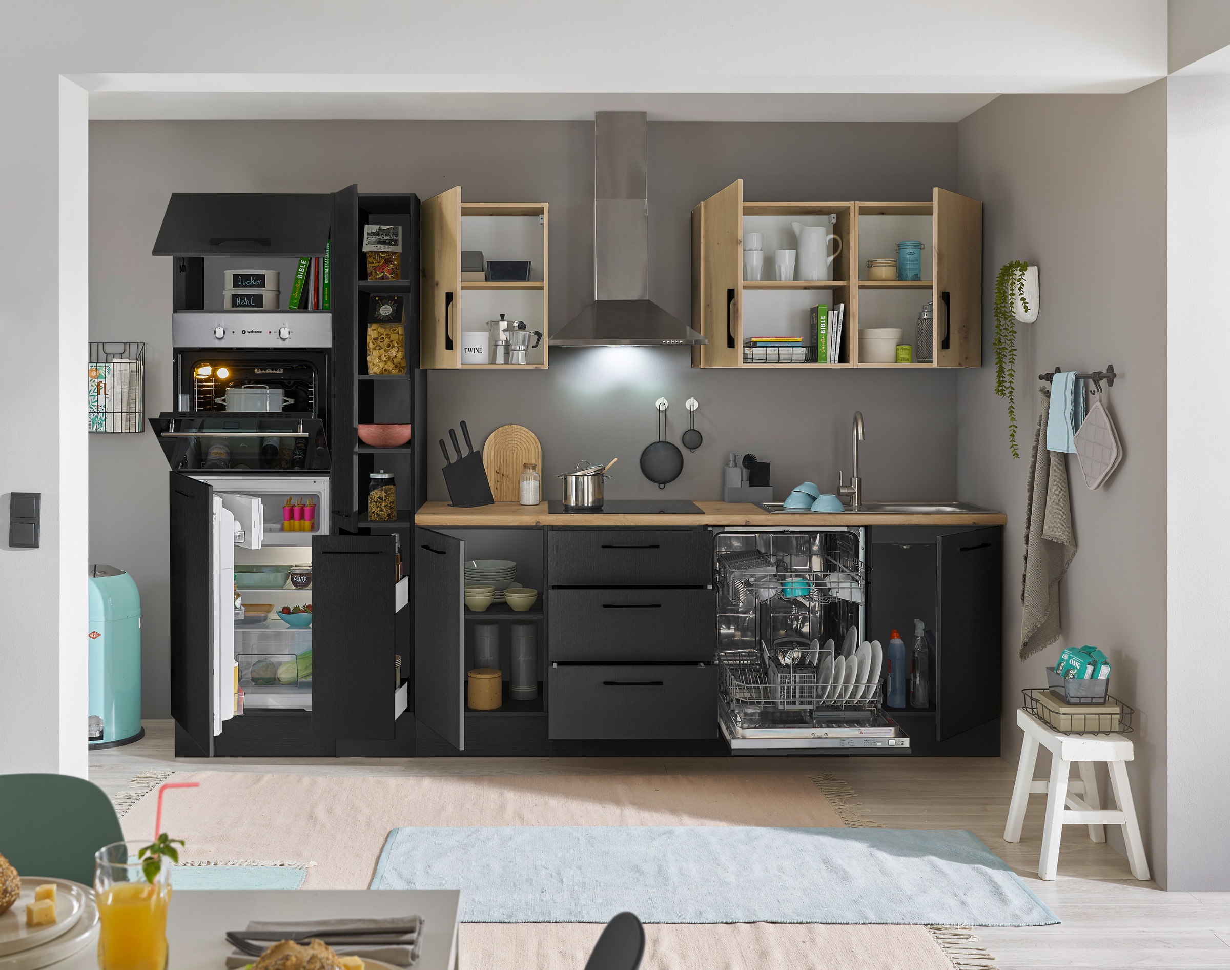 BASIC by Balculina Küchenzeile »Turin« Breite 310 cm, wahlweise mit E-Geräten