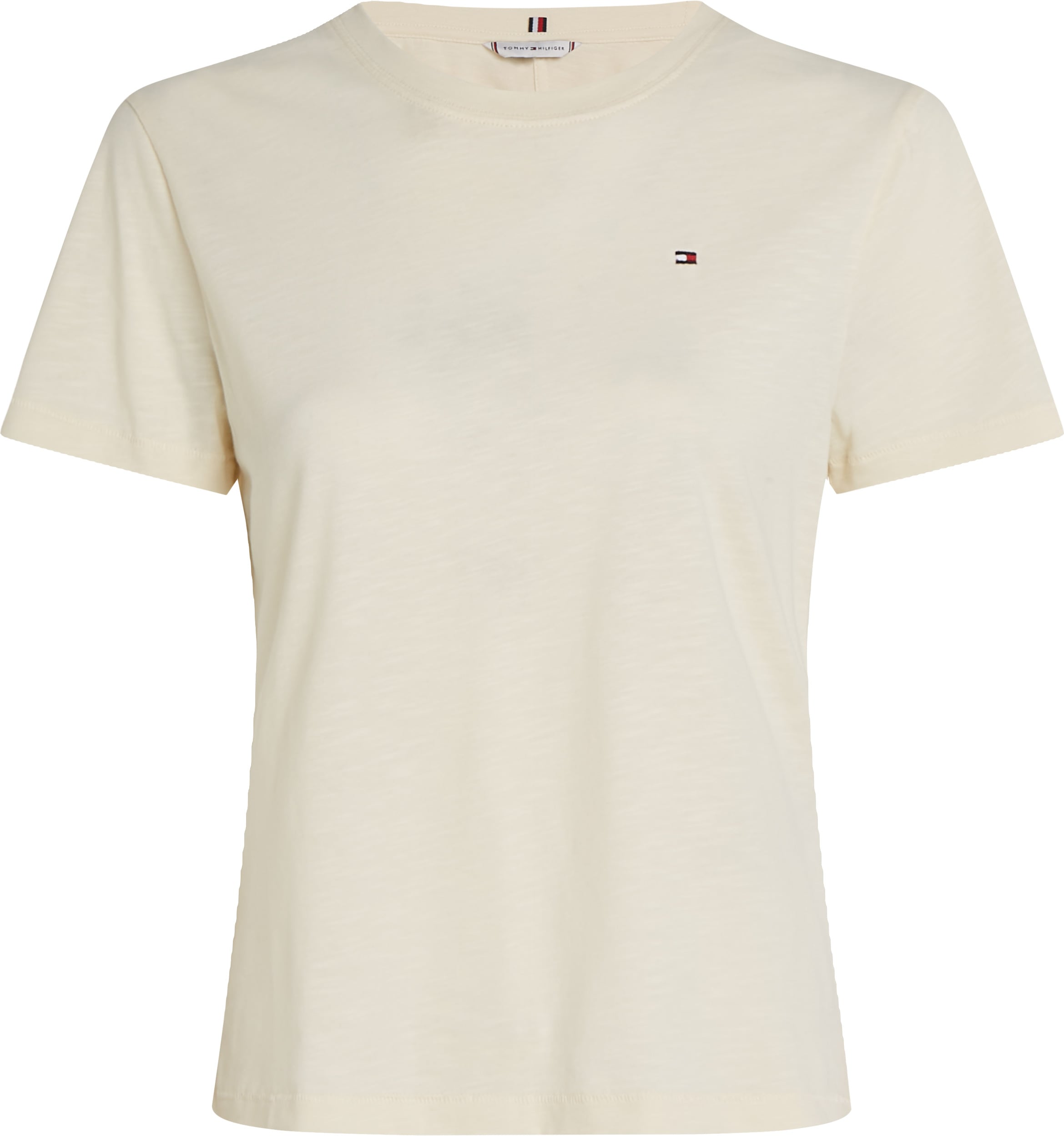 Tommy Hilfiger Rundhalsshirt »SLUB REG C-NK SS«, mit Flammgarn-Struktur, mit Logostickerei