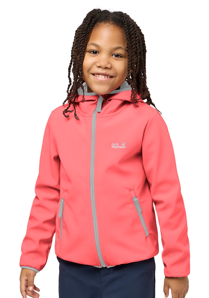 Jack Wolfskin Softshelljacke »FOURWINDS JACKET KIDS«, mit Kapuze, Winddicht, atmungsaktiv, Übergangsjacke