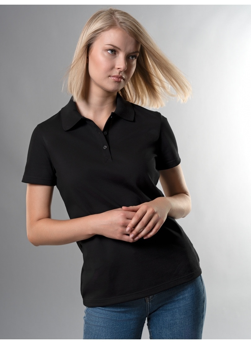 TRIGEMA Damen Poloshirt "TRIGEMA Poloshirt", schwarz, Basic, Gr. M, 100% Baumwolle, Shirts