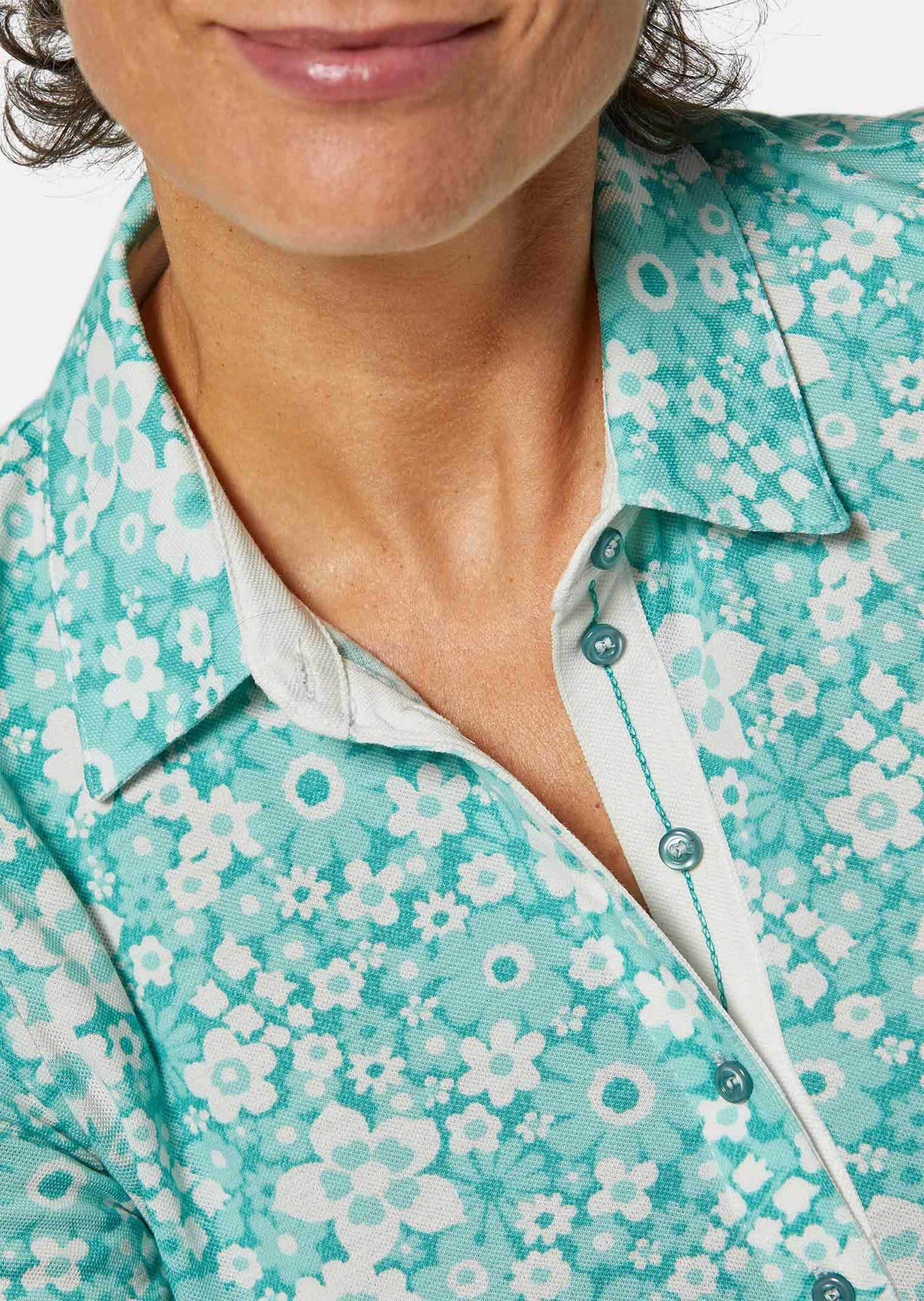 GOLDNER Poloshirt »Kurzgröße Pikee-Druckpoloshirt«