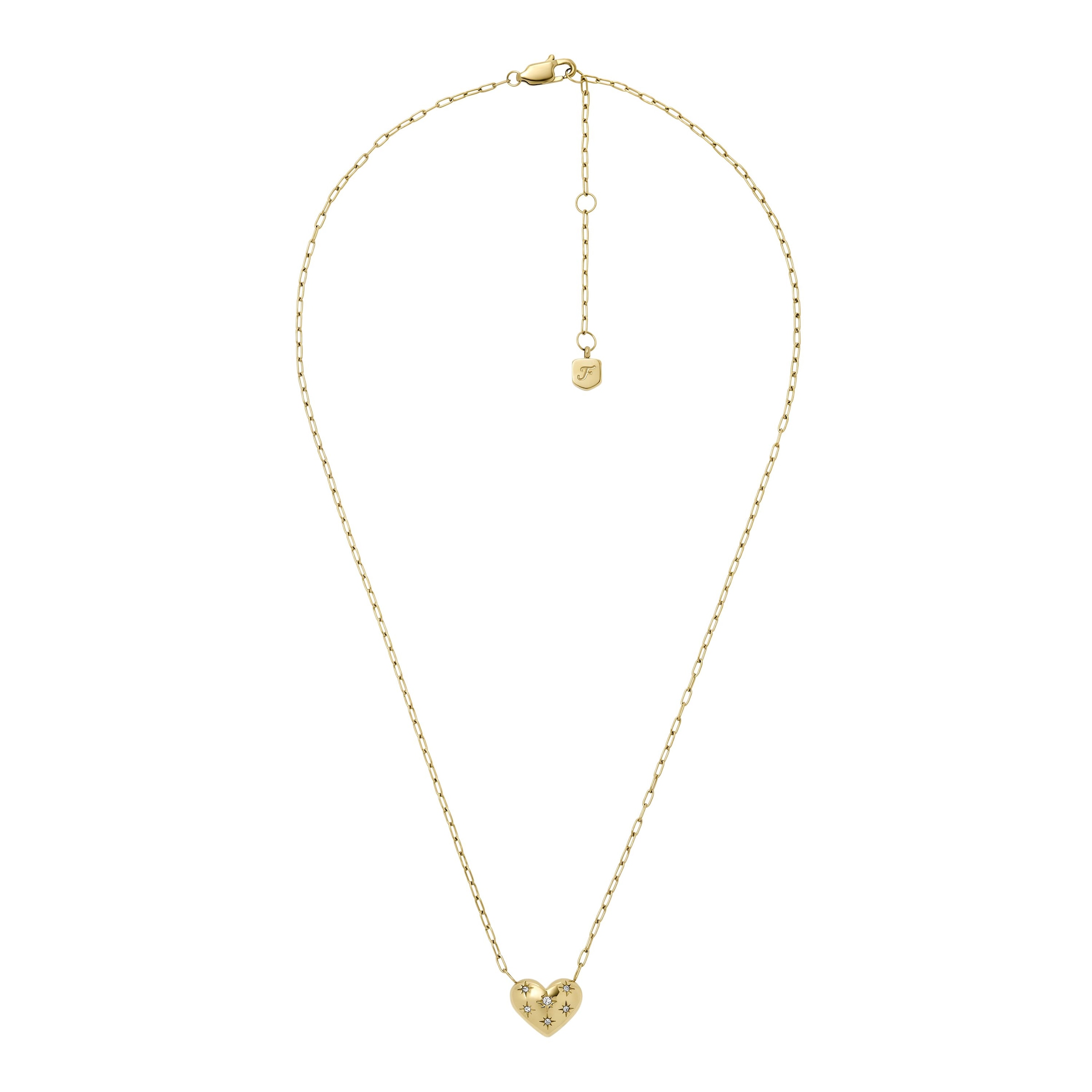 Fossil Kette mit Anhänger »Schmuck Geschenk Edelstahl SADIE Herz, JF04856710«, mit Glasstein