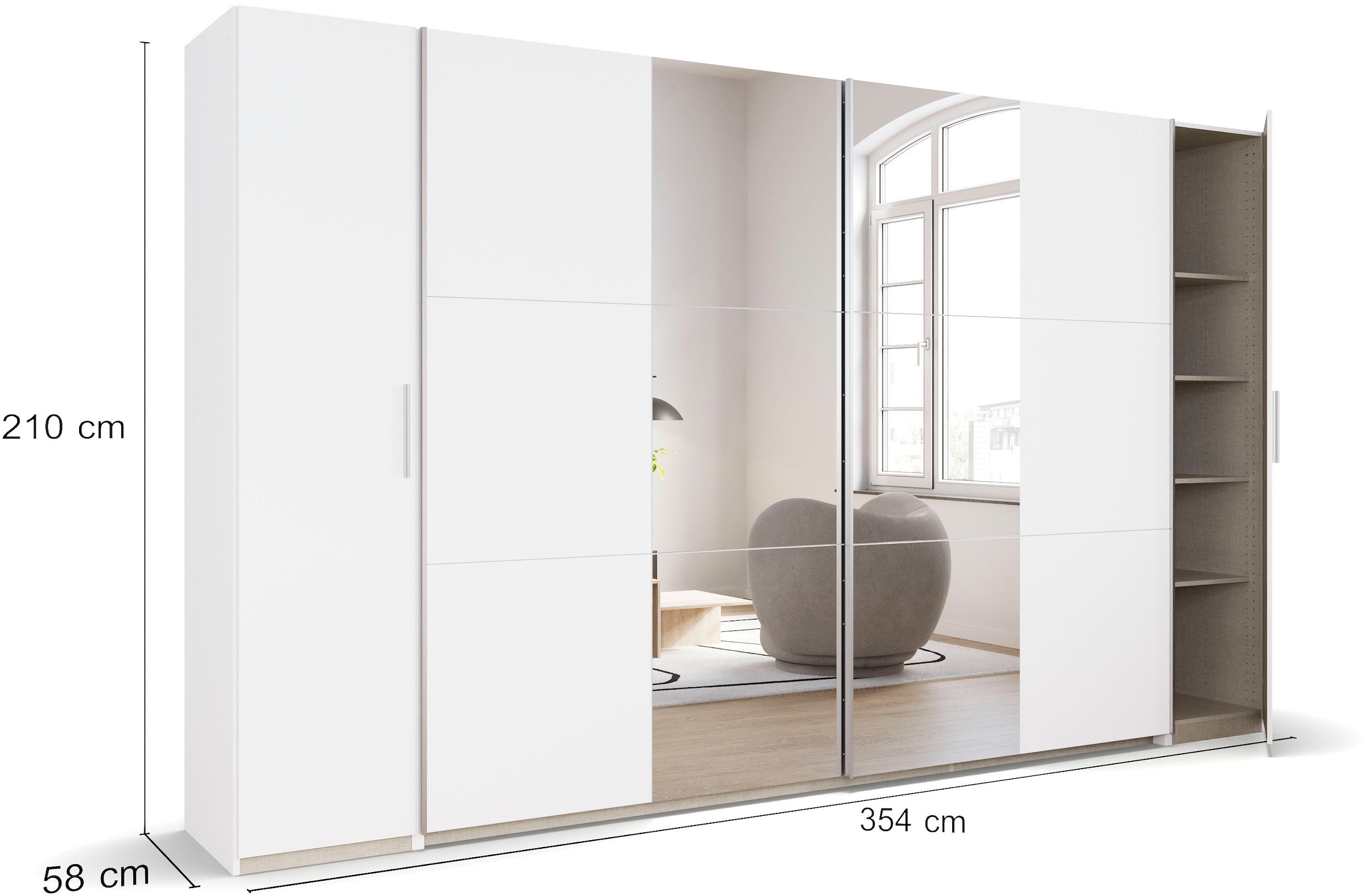 rauch Schwebetürenschrank »Kleiderschrank Drehtürenschrank Schrank Garderobe KRONACH TOPSELLER«, mit Dreh- und Schwebetüren und Spiegel, viele Böden MADE IN GERMANY
