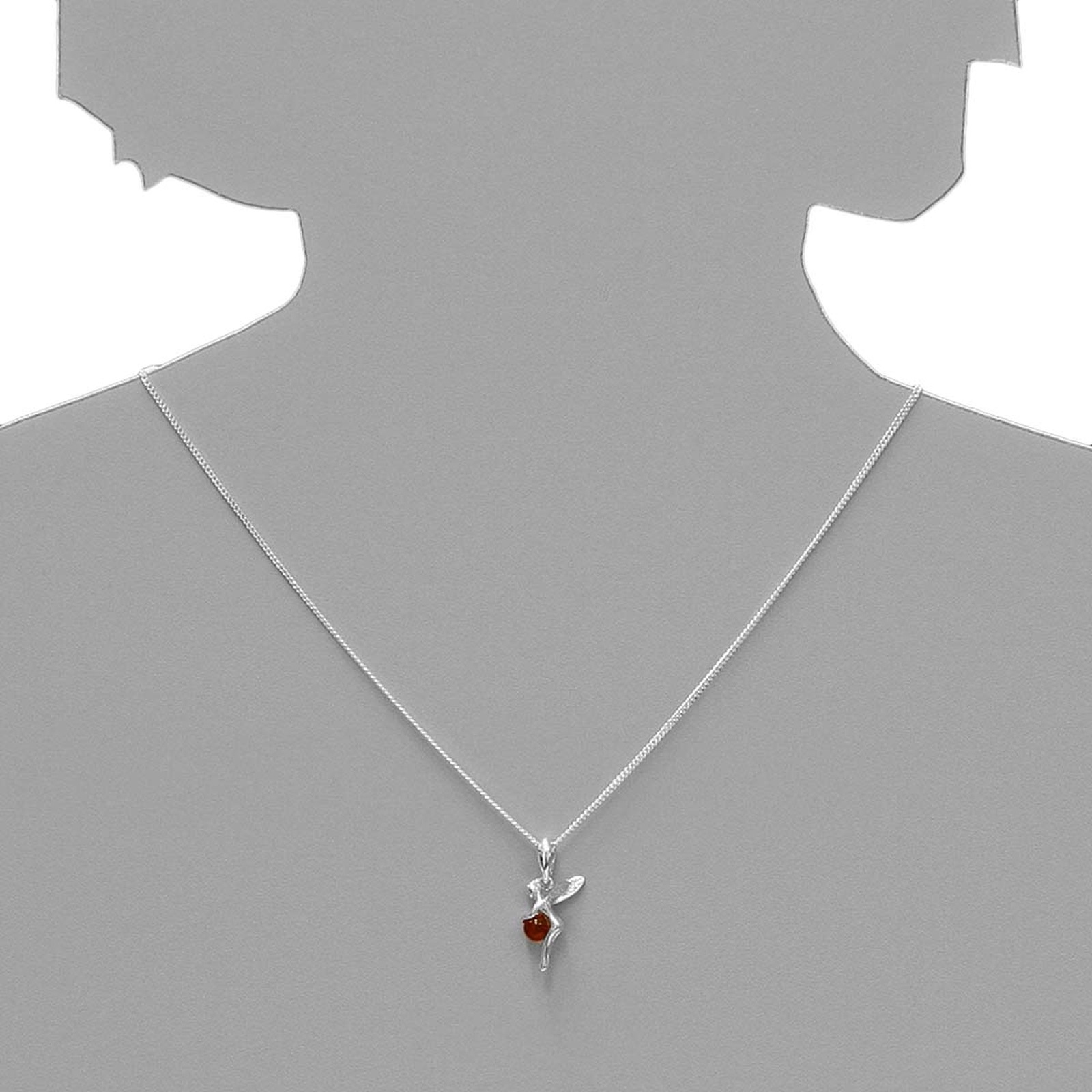 Kette mit Anhänger OSTSEE-SCHMUCK "- Elfe - Silber 925/000 - Bernstein" Gr. 42, silber (silber 925, silberfarben, weiß), Schmuck_Sets, Damen, 42, Silber 925 (Sterlingsilber) 2