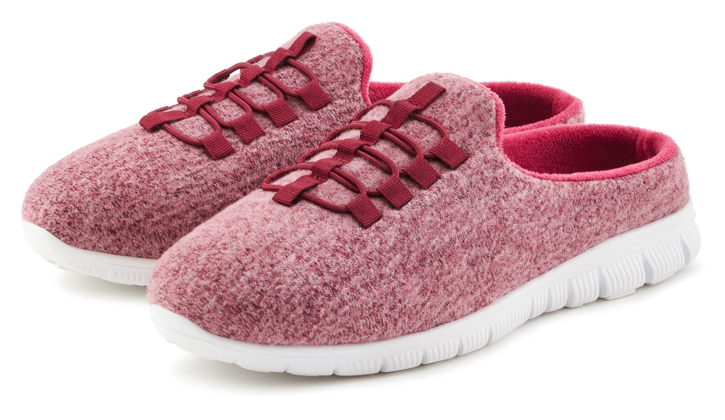 Pantolette VIVANCE DREAMS "Sneaker, Hausschuh", Damen, Gr. 42, lila (beere), Obermaterial: 100% Textilmaterial. Decksohle: 100% Textilmaterial. Futter: 100% Textilmaterial. Laufsohle: 100% Synthetik, meliert, unifarben, Schuhe Pantolette, Slipper, Pantoff