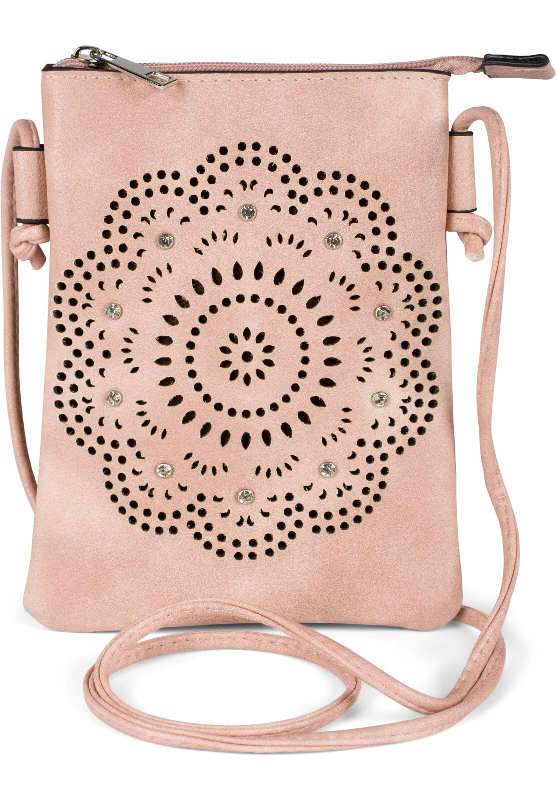 styleBREAKER Mini Bag "Mini Umhängetasche Blumen Cutout und Strass"