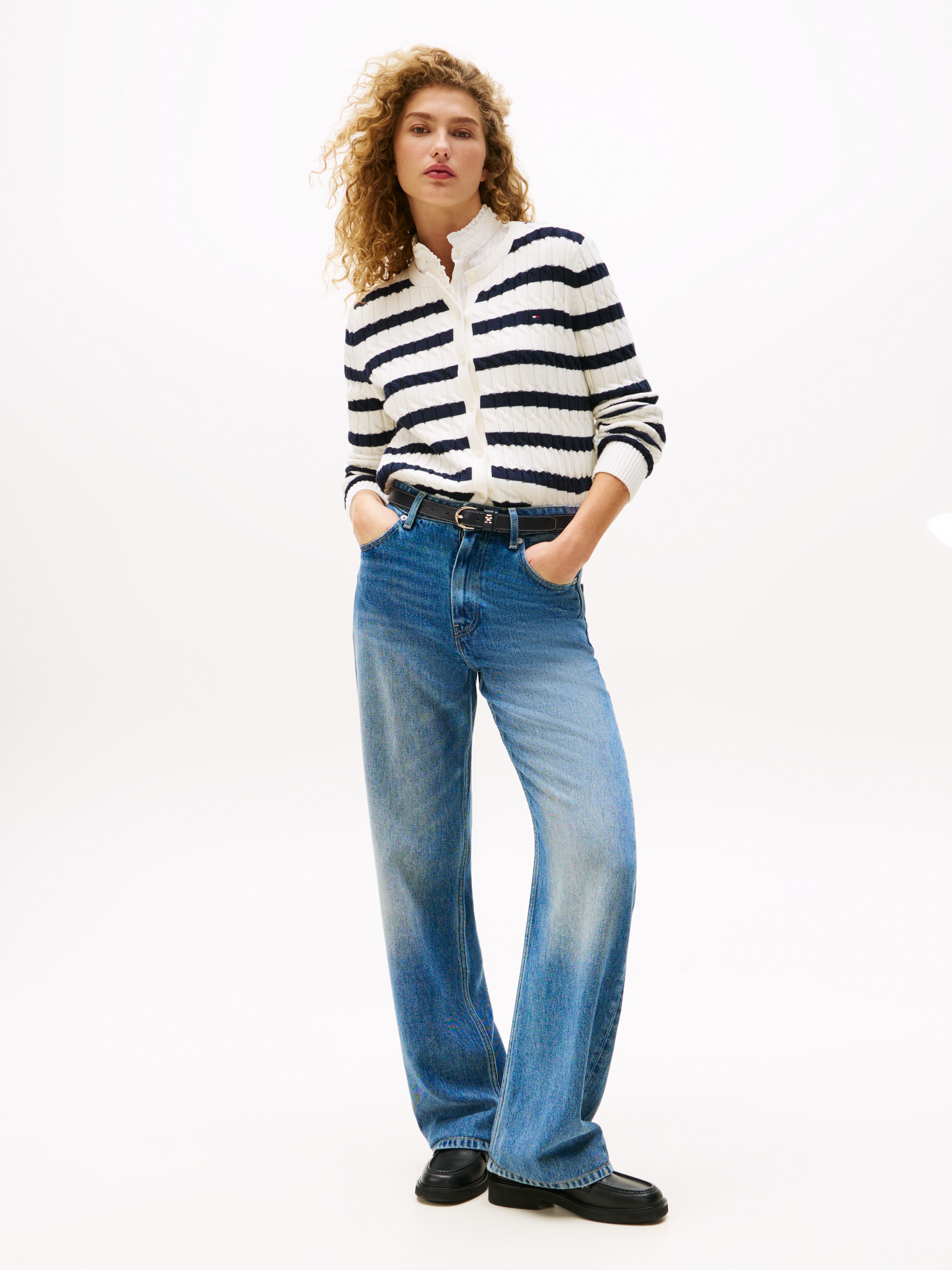 Tommy Hilfiger Strickjacke "CO CABLE MID GG C-NK LS CARDI", mit Zopfmuster günstig online kaufen
