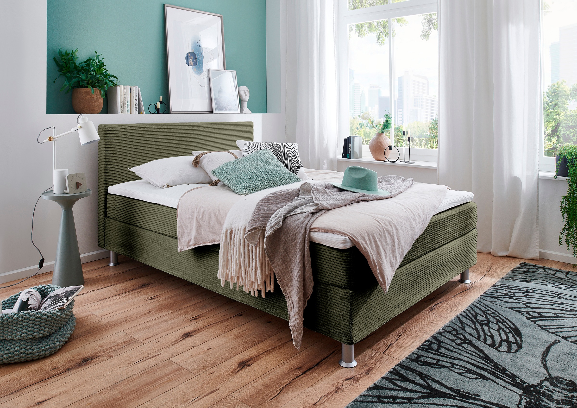 ATLANTIC home collection Boxbett "Edison", inkl. Bonnellfederkern-Matratze und Topper