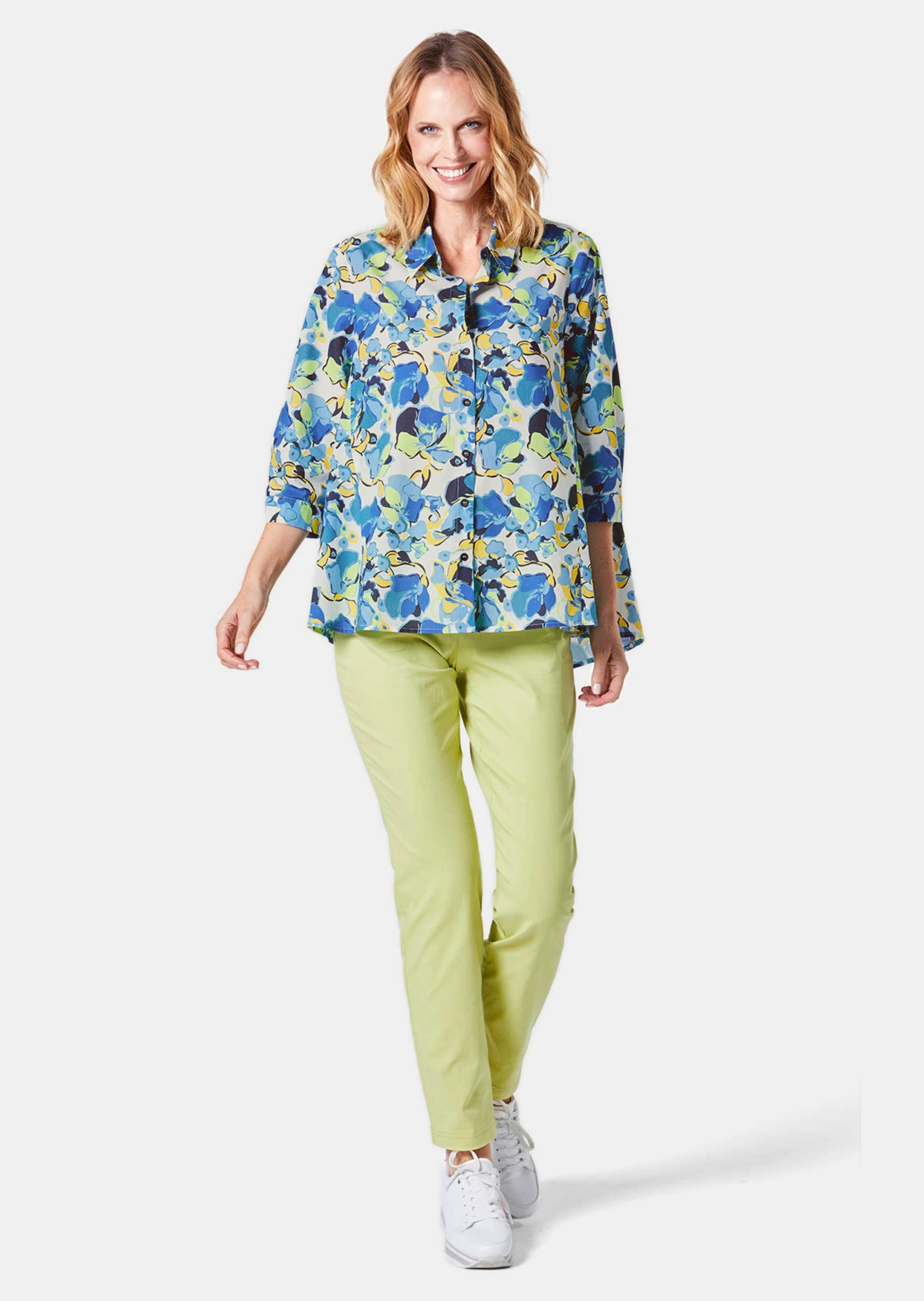 GOLDNER Hemdbluse »Kurzgröße Moderne Druckbluse in legerer Form«
