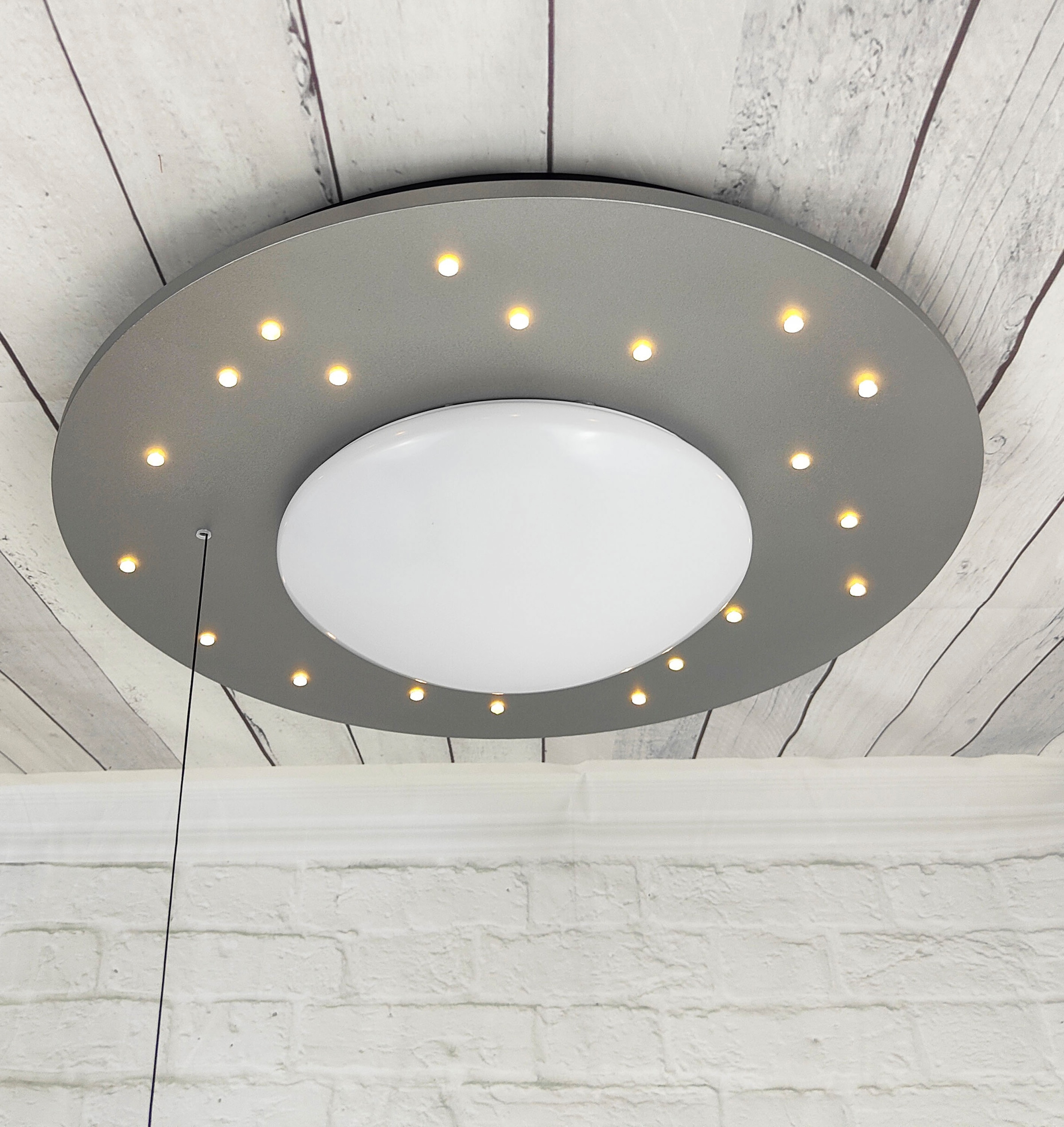 NIERMANN Deckenleuchte "Starlight", 1, Ø 54cm H: 11cm, 1 Stk., silber, Wohnzimmer, Leuchten, E27 Fassung für einfachen Leuchtmittelwechsel