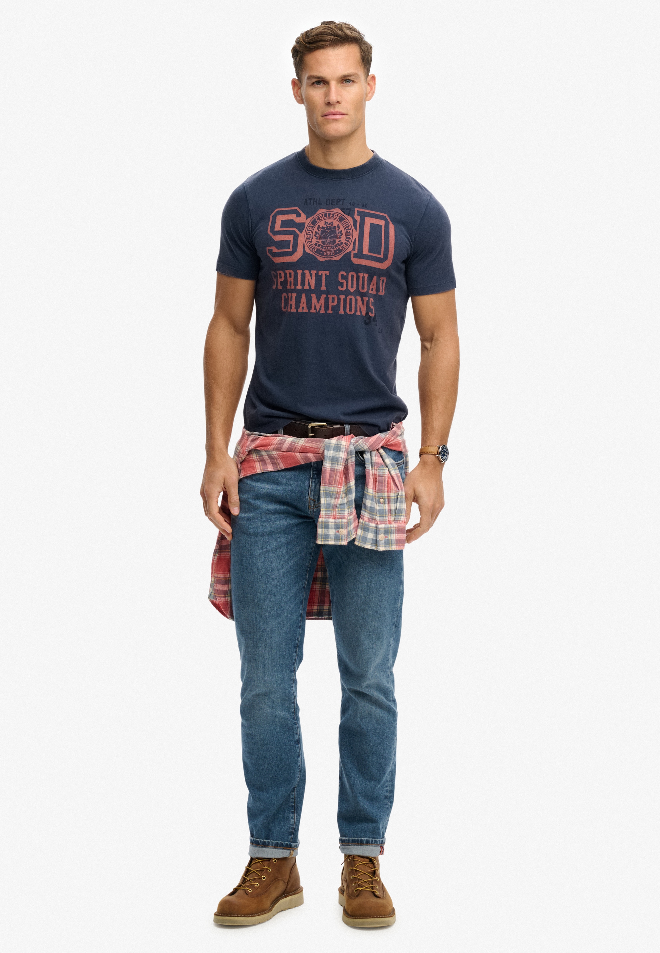 Superdry Rundhalsshirt »VINTAGE PREP RELAXED TEE« mit coolem Rissdruck