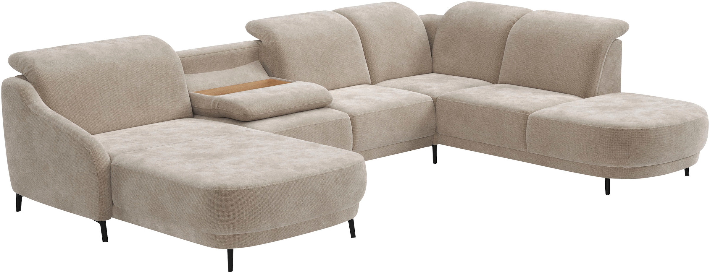 sit&more Wohnlandschaft »Blues U-Form«, inkl. Kopfteilverstellung, wahlweise mit Klapptisch und USB