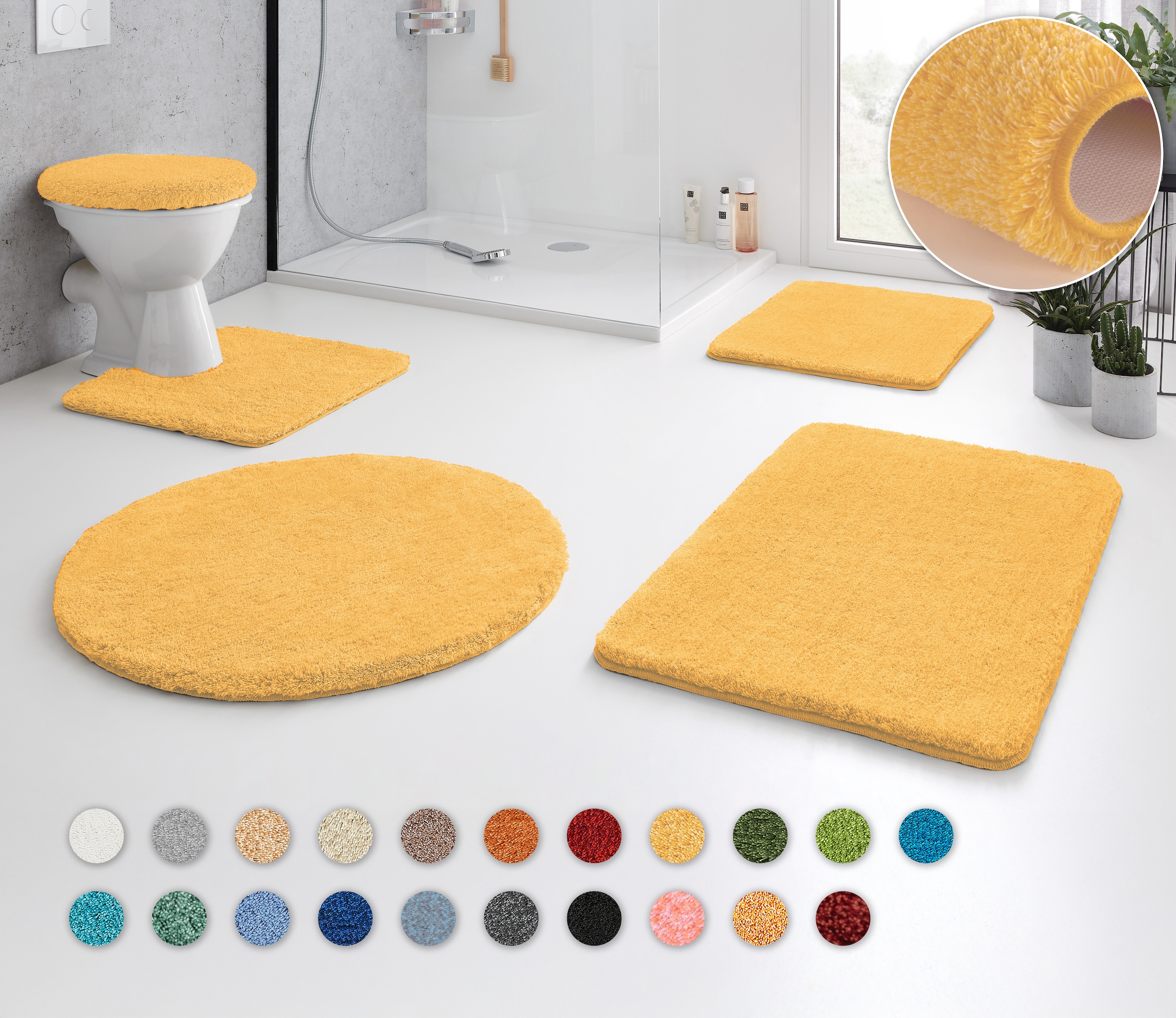 Kleine Wolke Badematte »RELAX«, rutschhemmend beschichtet, fußbodenheizungsgeeignet, Badteppich, Uni Farben, rechteckig, rund & als Set erhältlich