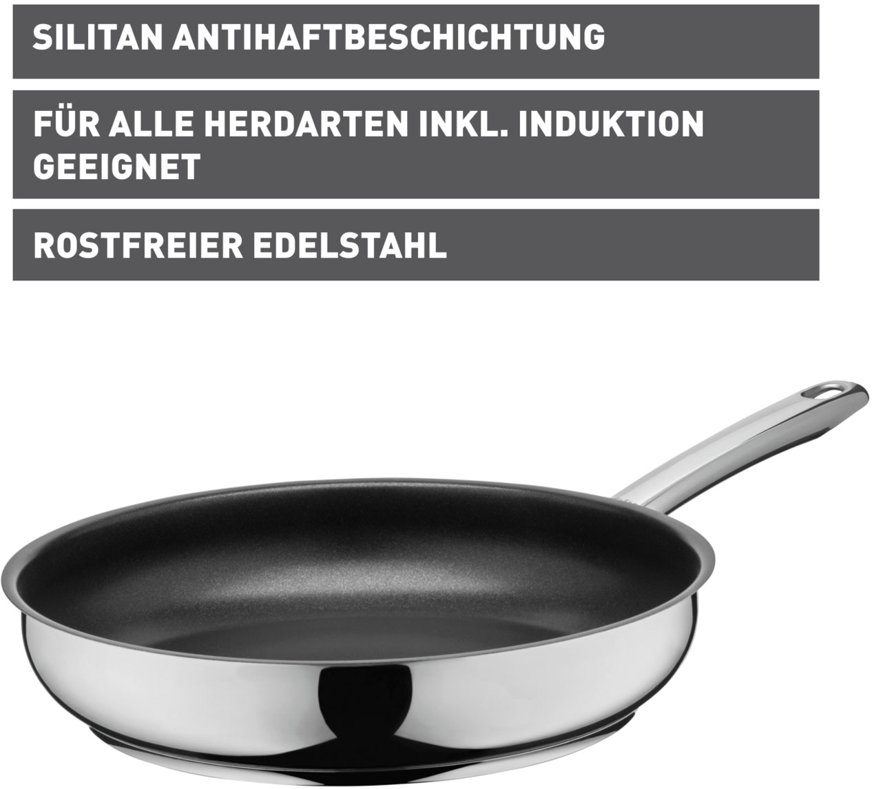 Silit Bratpfanne »Calabria Induktion«, Cromargan® Edelstahl Rostfrei 18/10, (1 tlg.), mit Antihaftbeschichtung, für alle Herdarten geeignet