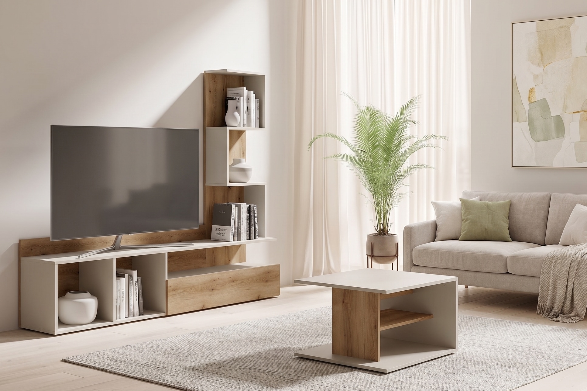 Home affaire Wohnwand »LUMIA TV-Lowboard mit Regal, wahlweise mit Beleuchtung, viel Stauraum«