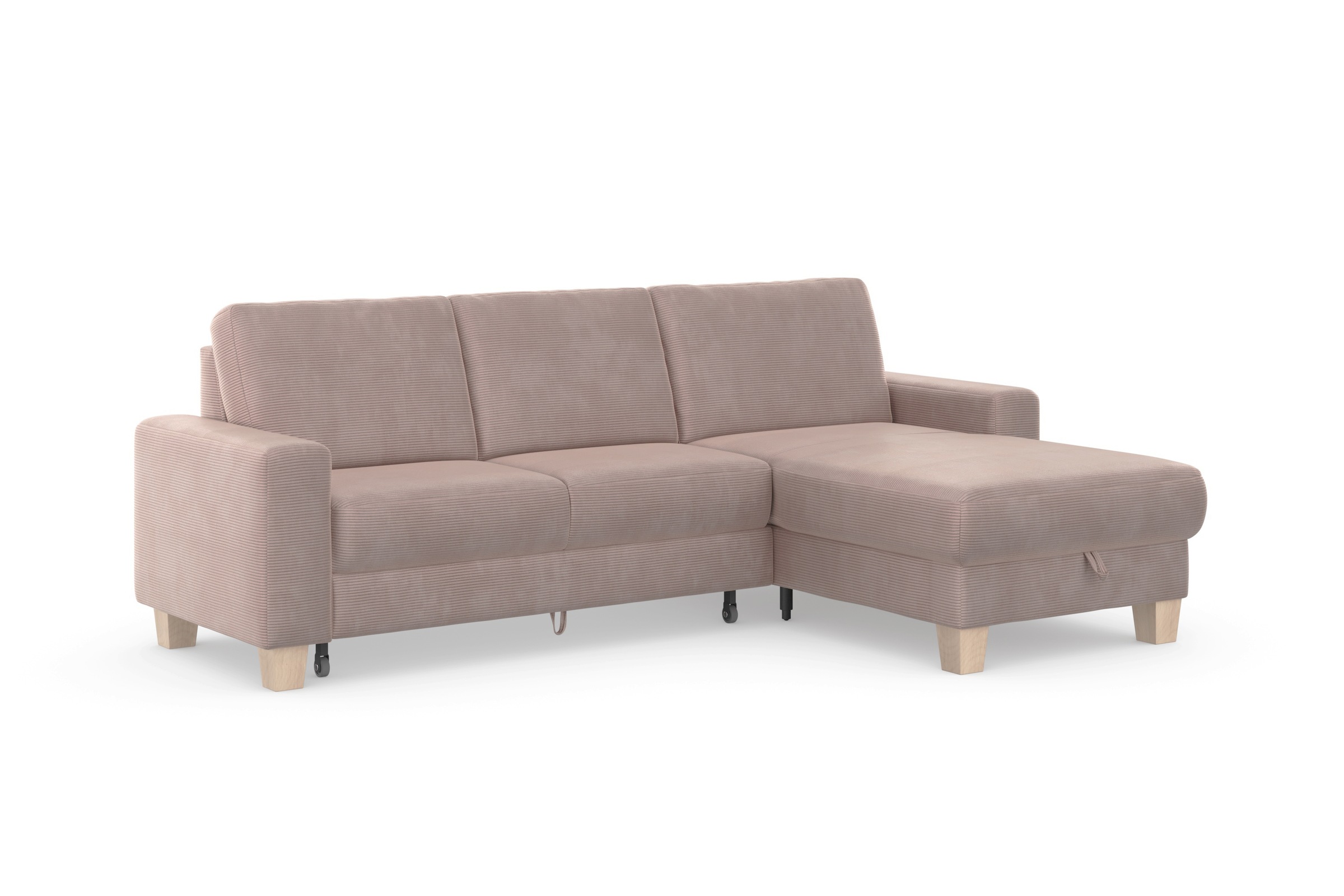 Home affaire Ecksofa »Summer L-Form«, mit Recamiere, mit oder ohne Bettfunktion und Bettkasten, Cord-Bezug