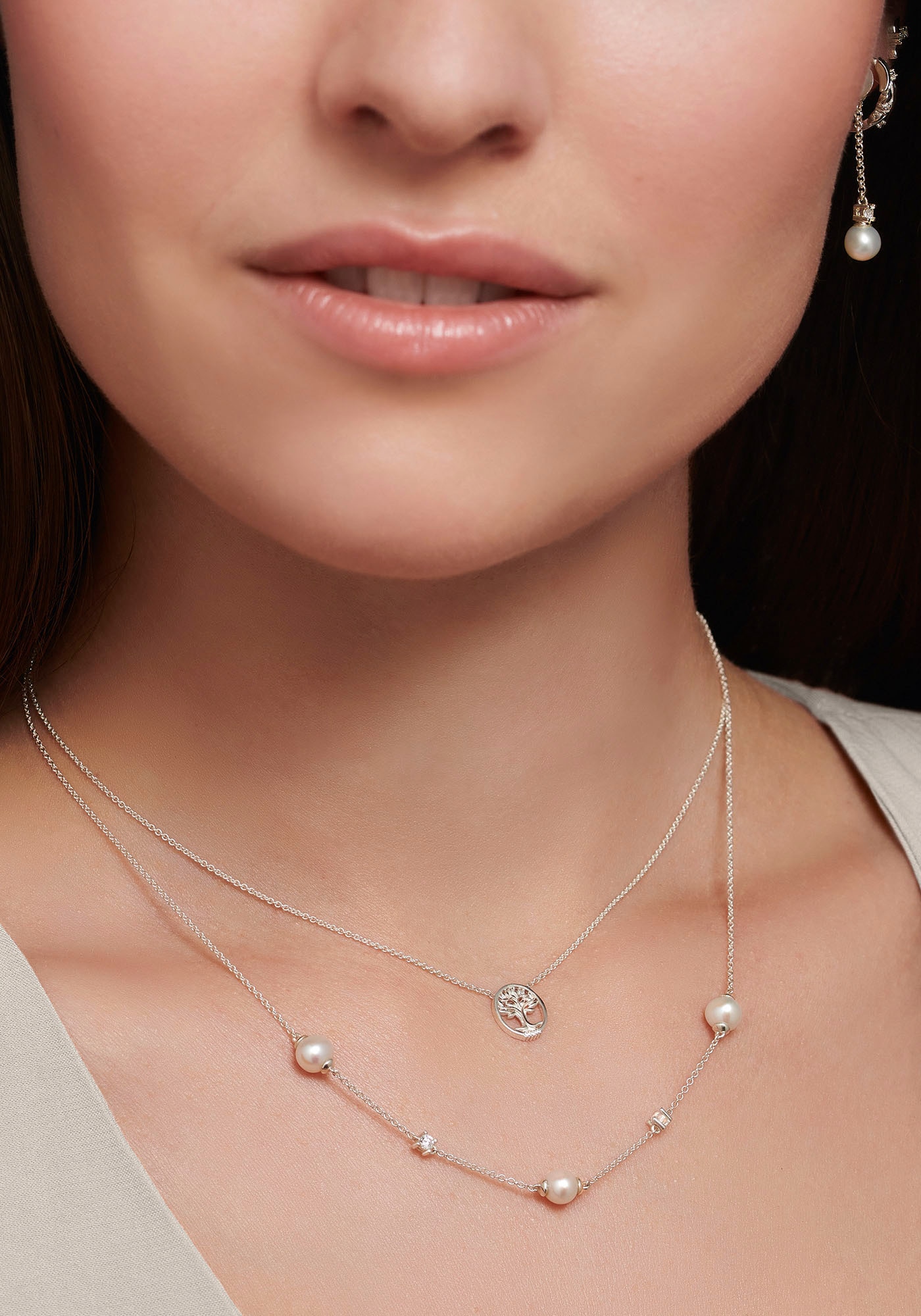 SABO mit für (synth.) »Perlen KE2120-167-14-L45V«, - THOMAS Zirkonia | mit Steinen, Süßwasserzuchtperle kaufen mit BAUR Perlenkette