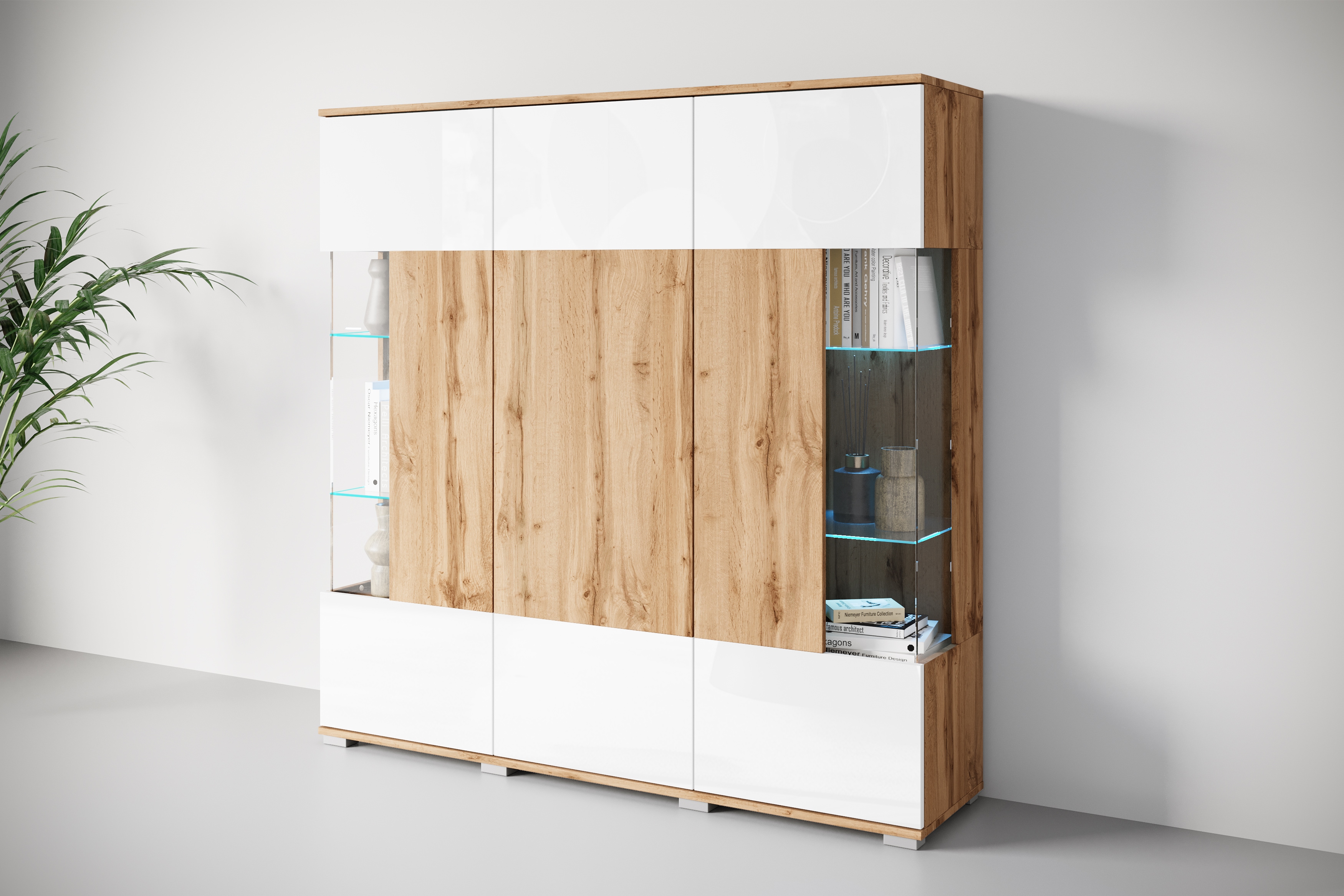 OTTO home "Kenia" 1 Stk. tlg. Modernes Highboard, mit Glastüren, Breite 135 cm