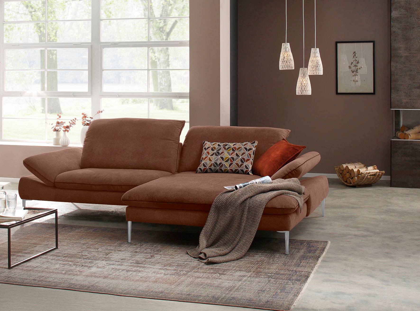 W.SCHILLIG Ecksofa »enjoy&MORE«, mit Sitztiefenverstellung, Füße Chrom glänzend, Breite 294 cm