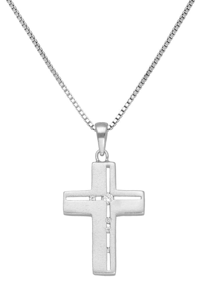 Firetti Kette mit Anhänger »Schmuck Geschenk Silber 925 Halsschmuck Halskette Venezianer Kreuz«, mit Zirkonia (synth.)