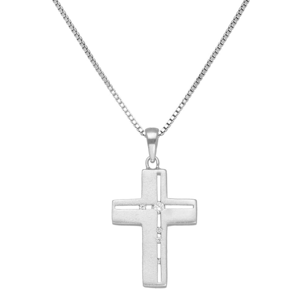 Firetti Kette mit Anhänger »Kreuz Glaube religiös satiniert« mit Zirkonia