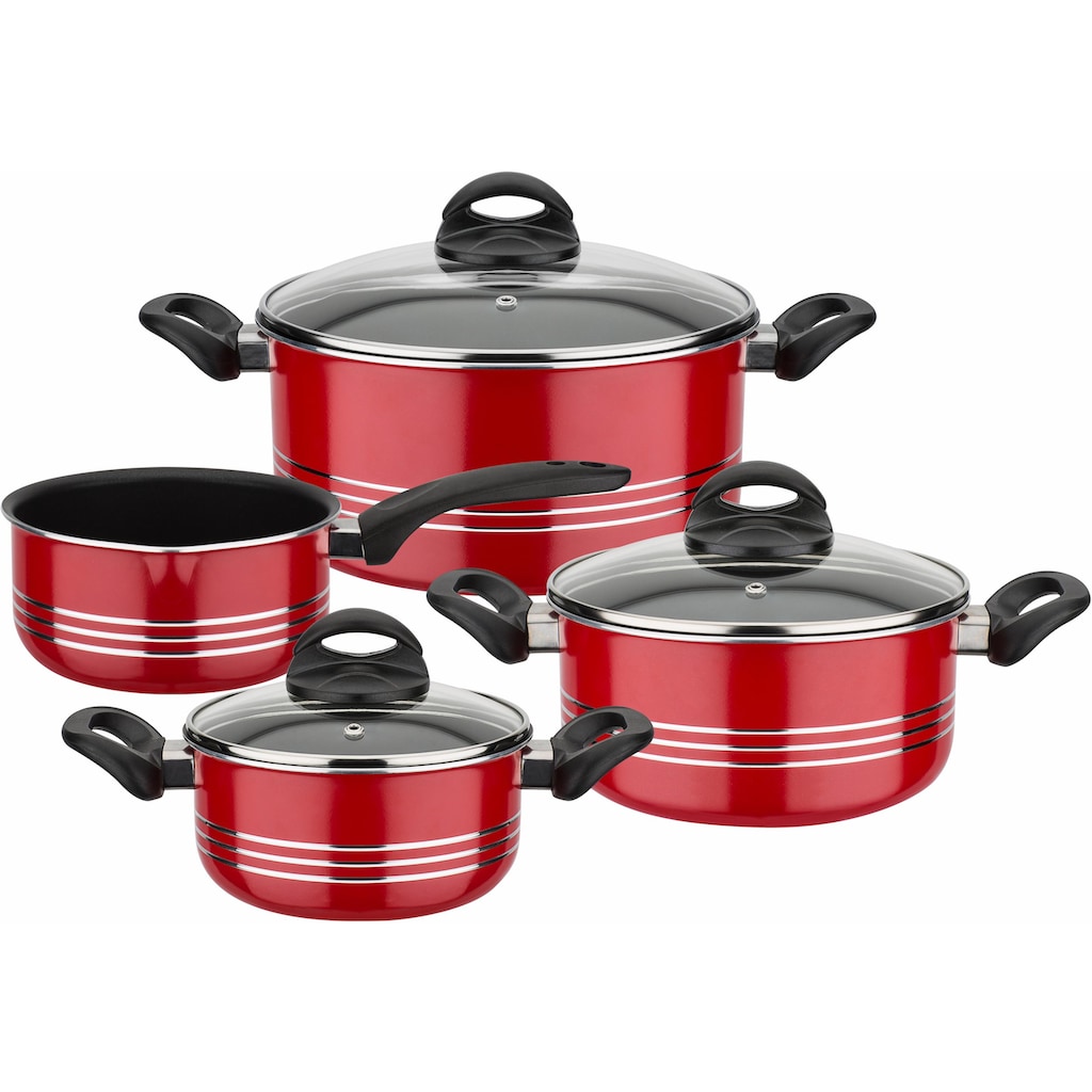 GSW Topf-Set »Milano Color«, Aluminium-Leichtmetall-Legierung, (Set, 7 tlg., je 1 Kochtopf Ø 16/20/24 cm, 1x Stielkasserolle Ø 16 cm)