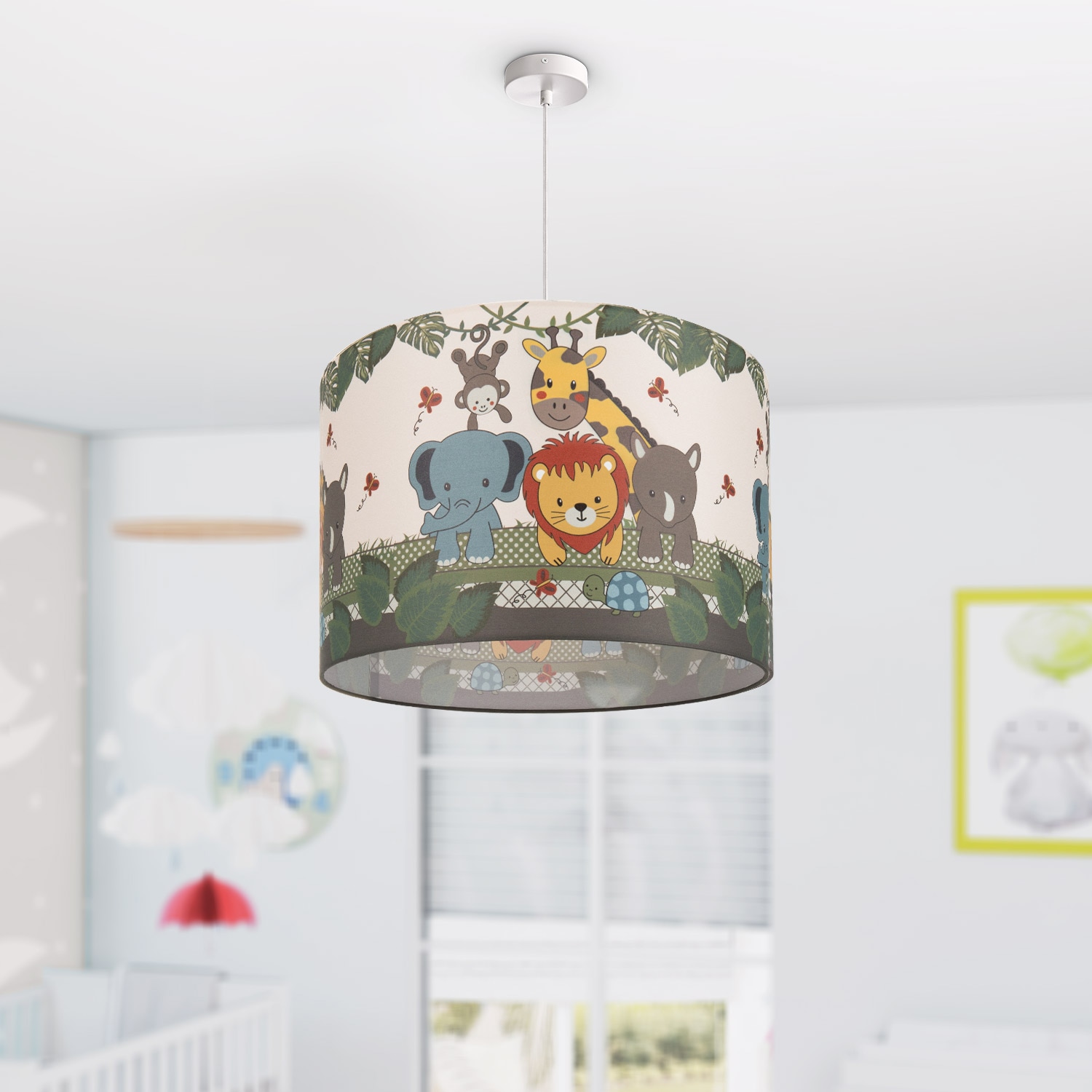 Paco Home Pendelleuchte »Diamond 634«, 1 flammig-flammig, Kinderlampe Deckenlampe LED Kinderzimmer, Dschungel-Tiere, E27